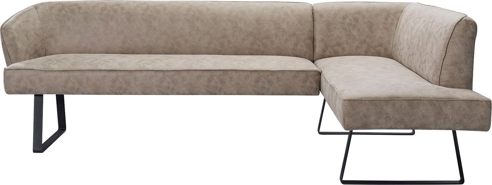 exxpo - sofa fashion Hoekbank Americano met opstaande naad en metalen poten, bekleding in verschillende kwaliteiten