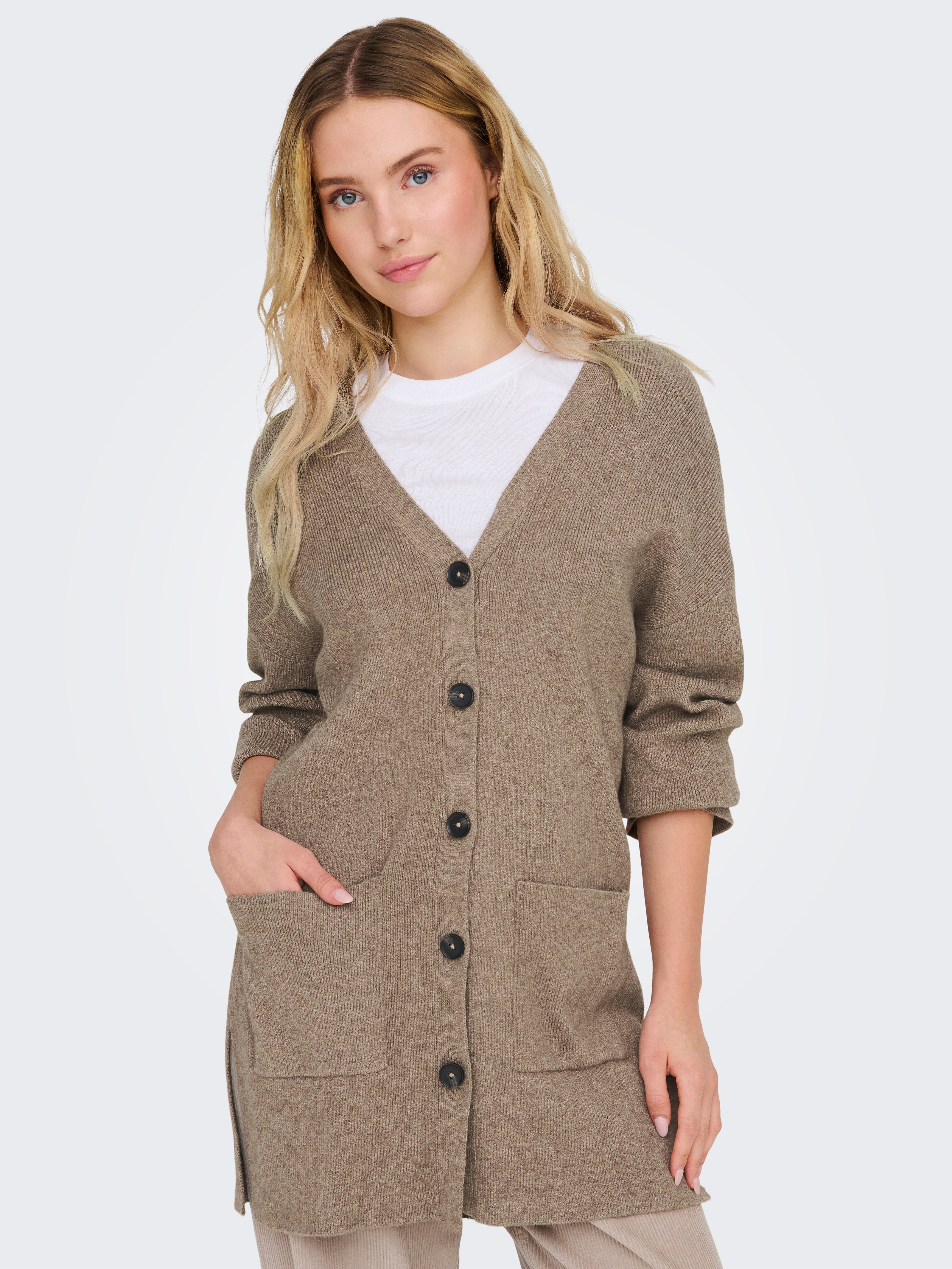 Only Vest ONLKATIA LS RIB V LOOSE CARDIGAN CC KNT