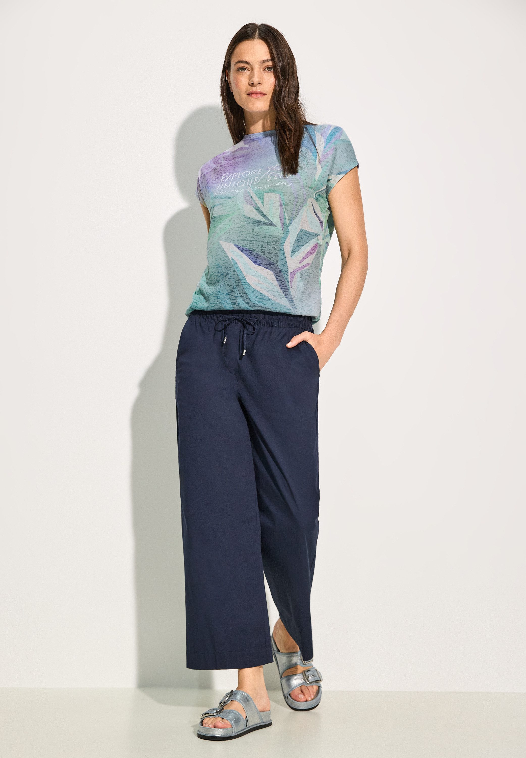 Cecil T-shirt met etskant look