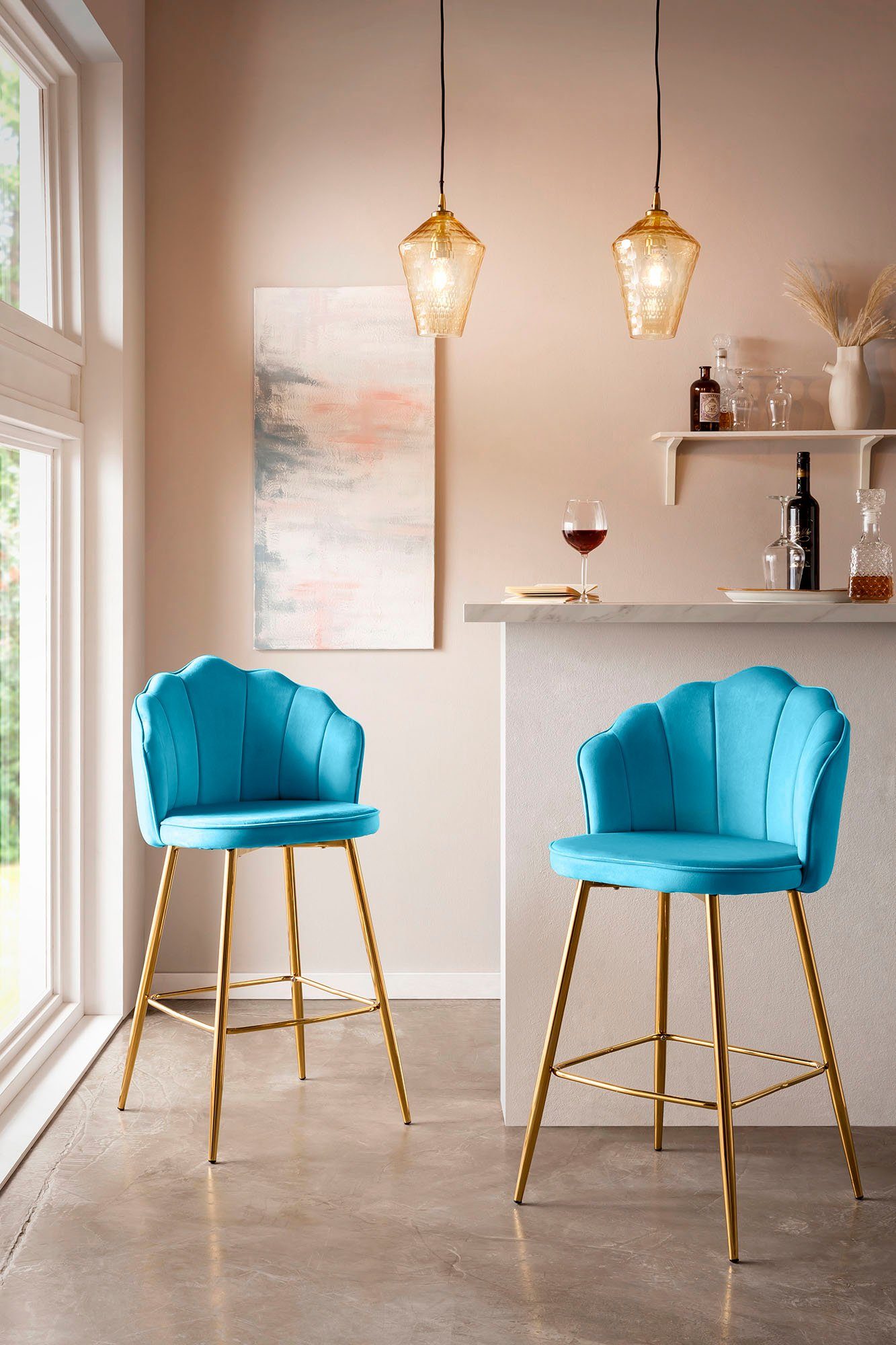 SalesFever Barkruk Clam opvallend schelpdesign barkrukken blauw