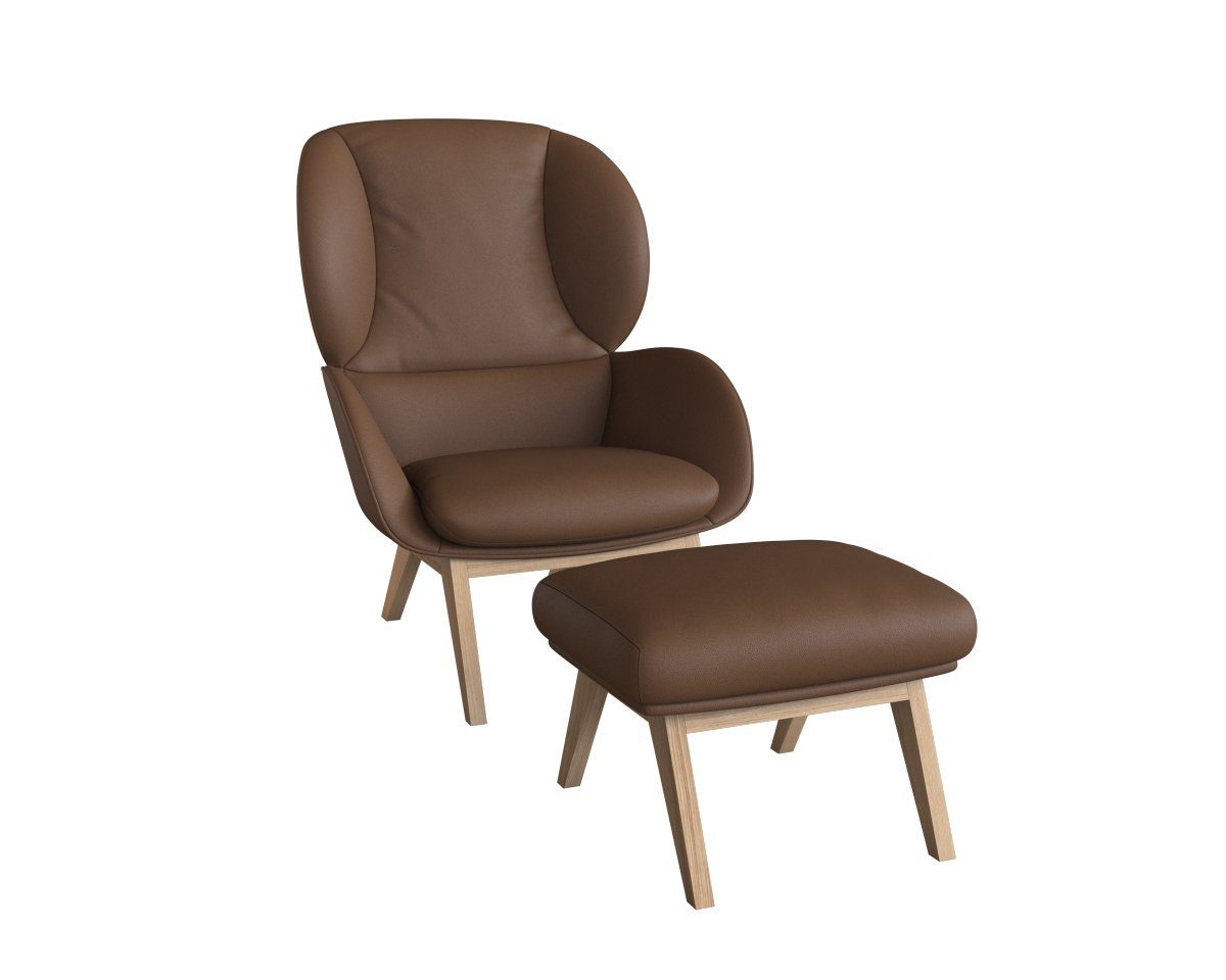 FLEXLUX Hocker Adria Eiken poot, voetenbank/poef voor oorfauteuil