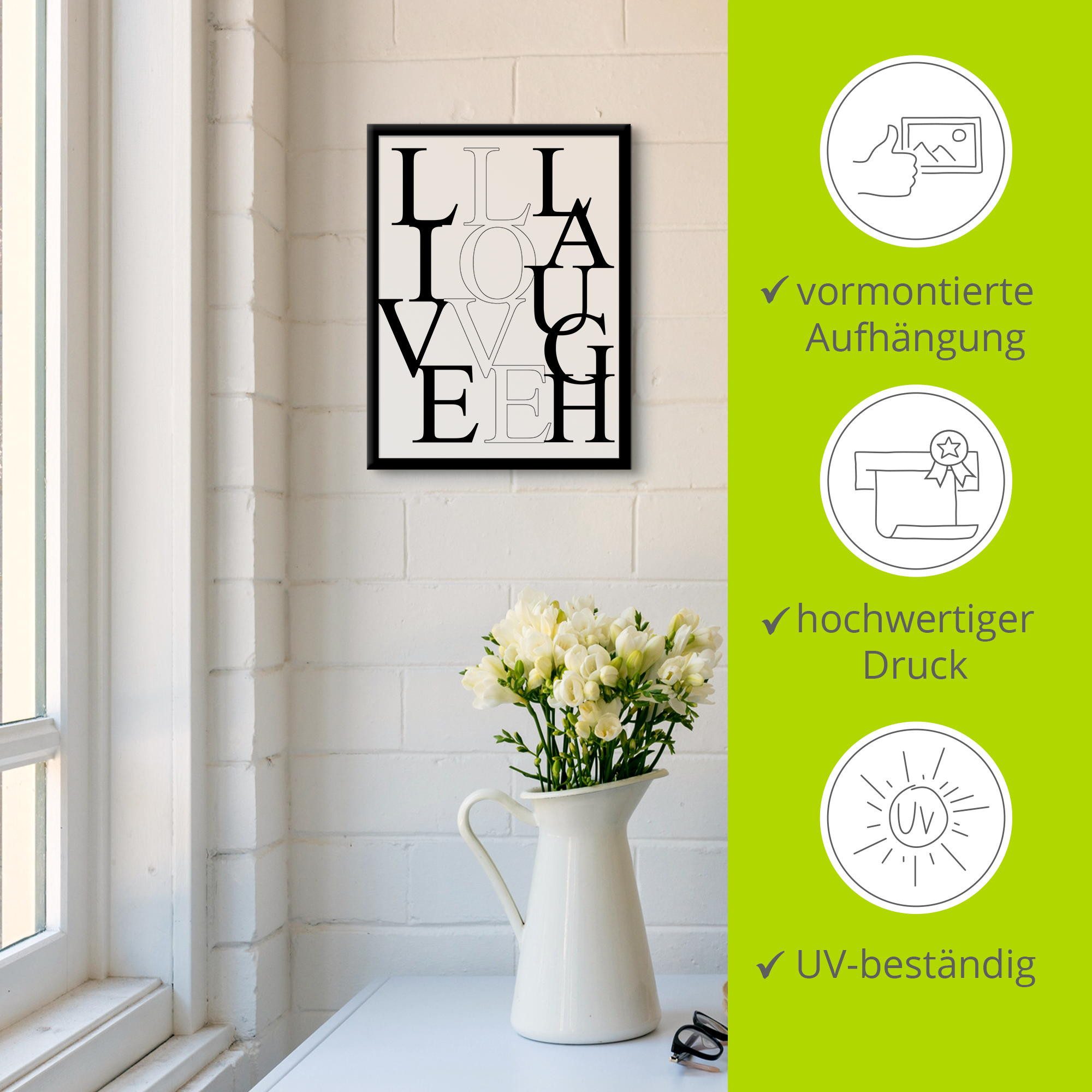 Artland Artprint Leef, Heb lief, Lach