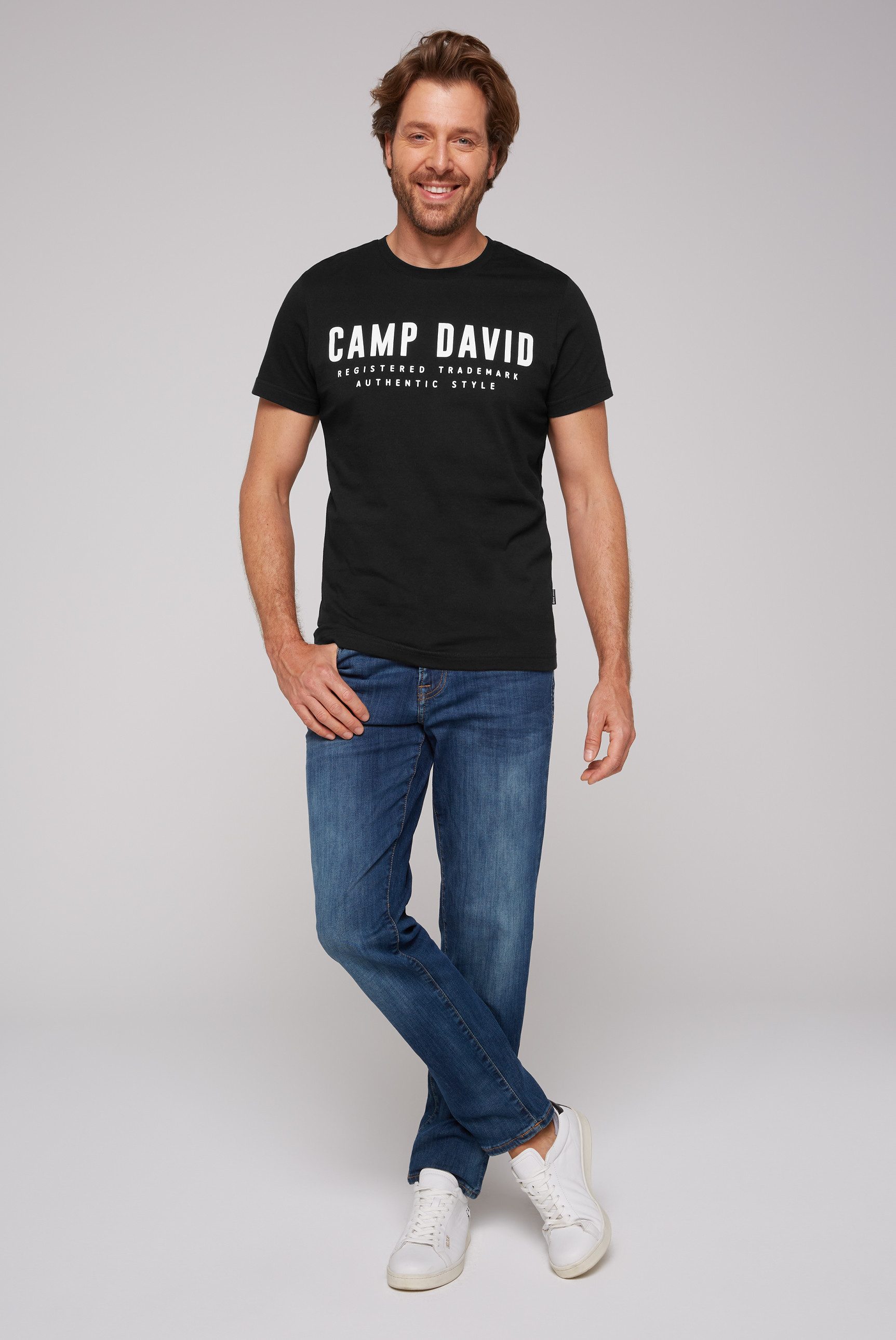 CAMP DAVID T-shirt met logoprint voor