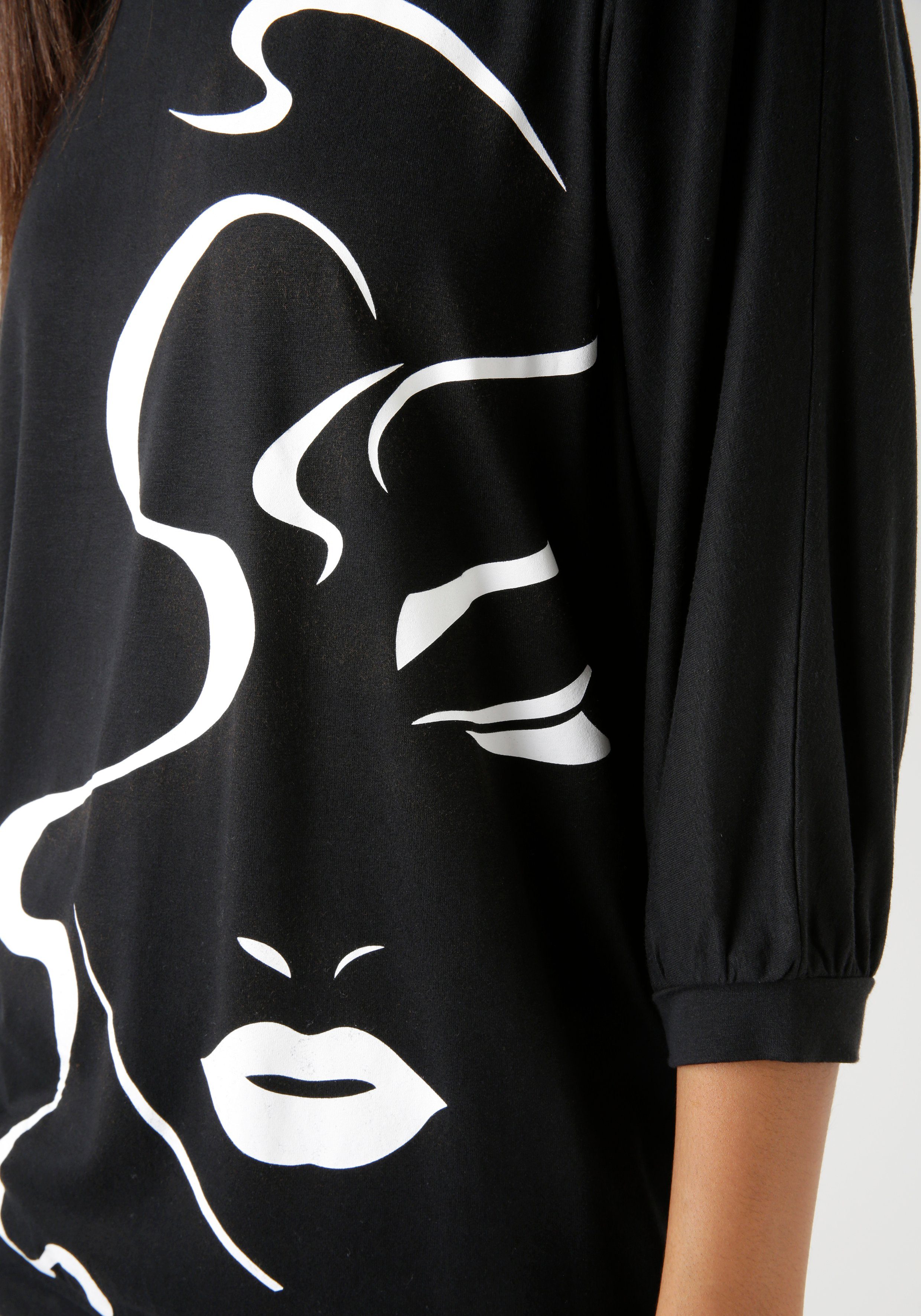 Aniston SELECTED Shirt met vleermuismouwen met abstract gezichtdruk