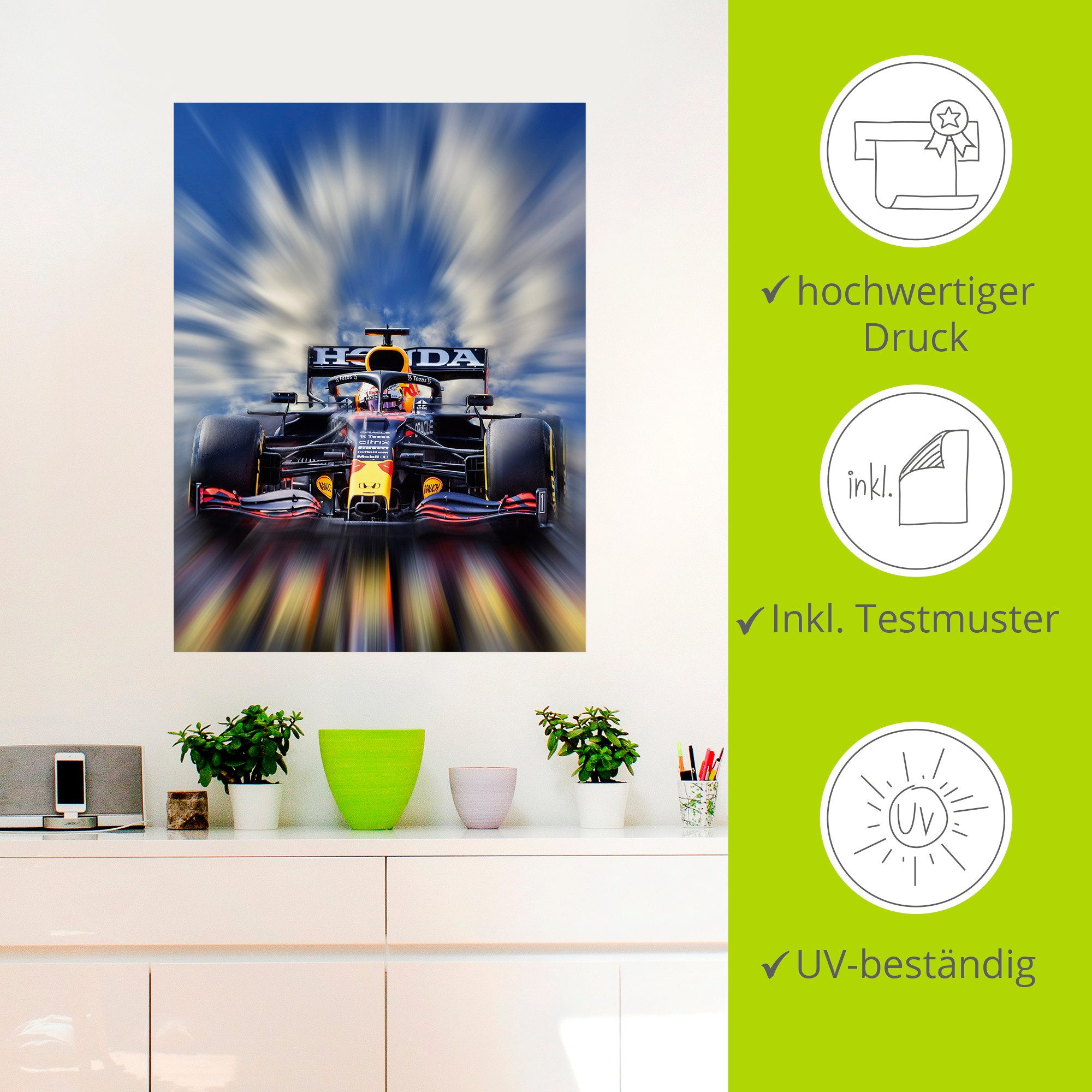 Artland Artprint Max Verstappen - wereldkampioen Formule 1 als artprint van aluminium, artprint voor buiten, artprint op linnen, poster, muursticker
