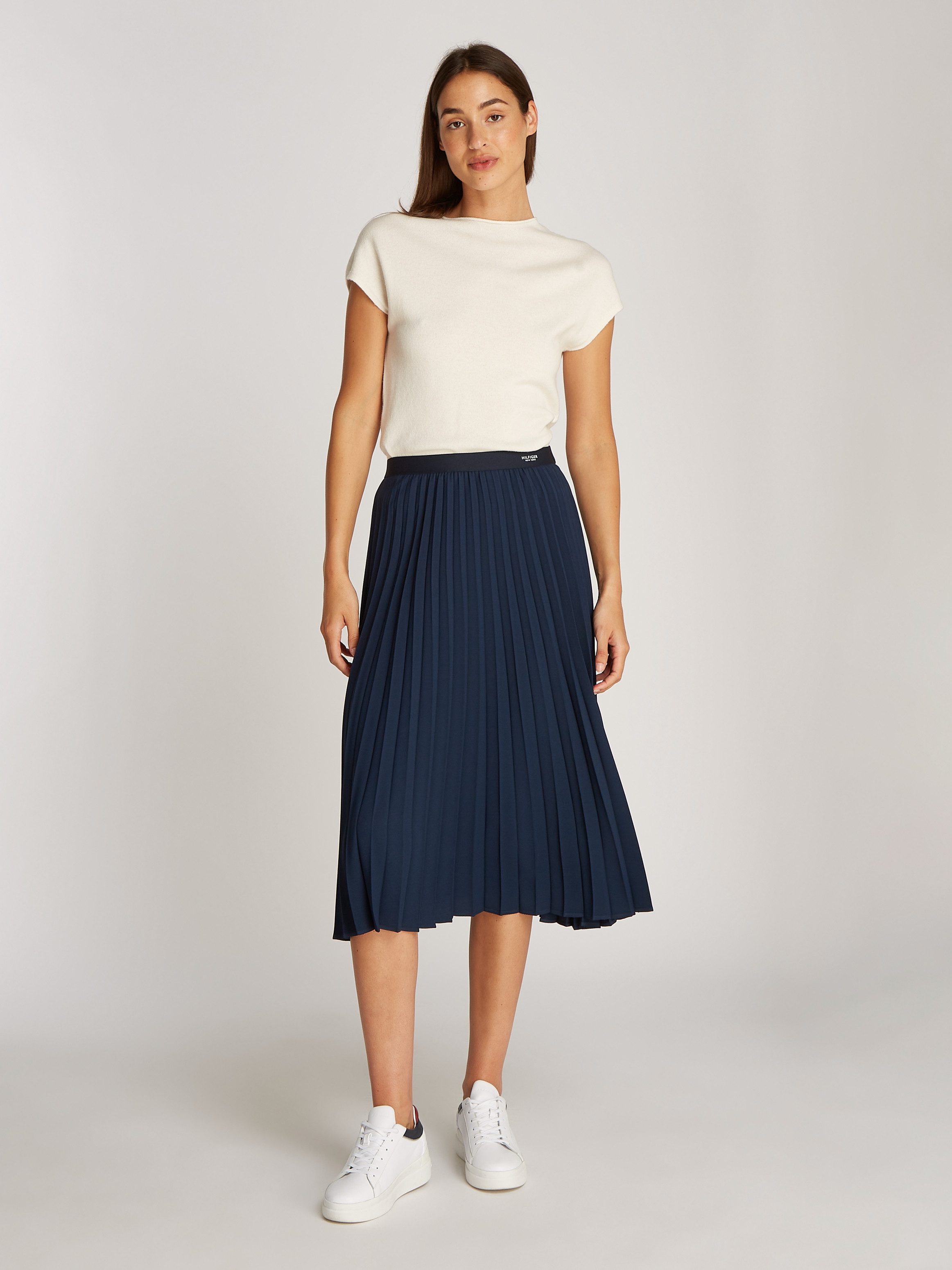 Tommy Hilfiger Plissérok FLUID PLEATED PULL ON MIDI SKIRT