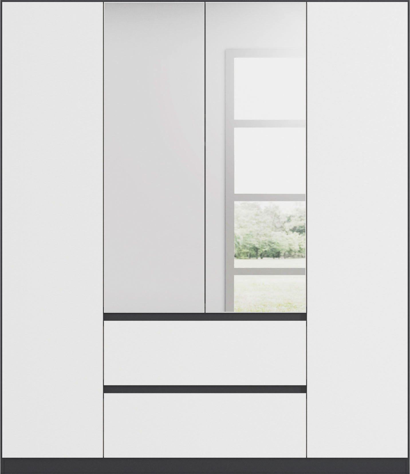 rauch Draaideurkast Kledingkast met spiegel garderobe MAINZ greeploos front met spiegel, buitendeuren met push-to-openfunctie