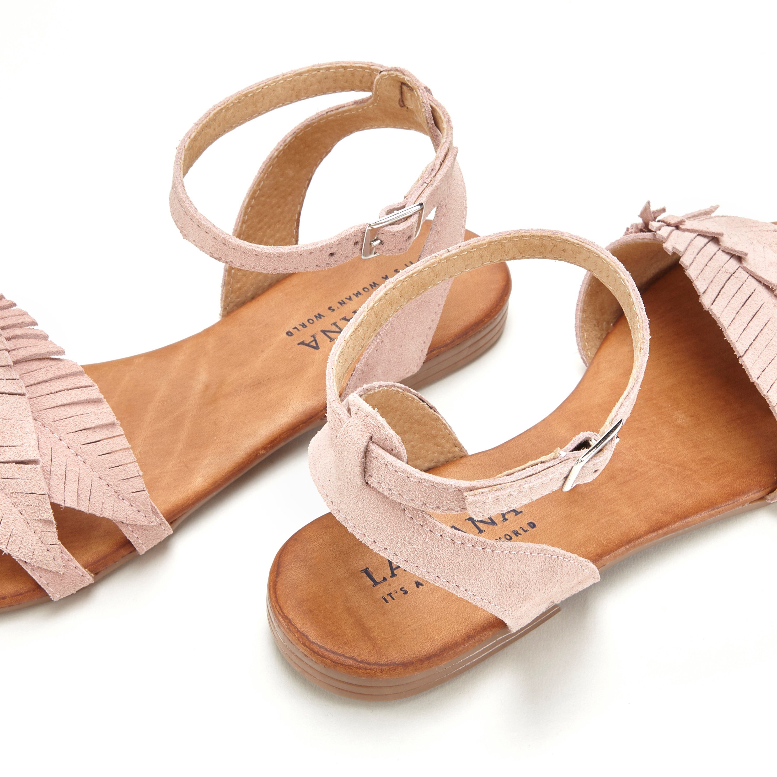 Lascana Sandalen Zomerschoen Sandalette, zomerschoen van leer met modieuze franjes