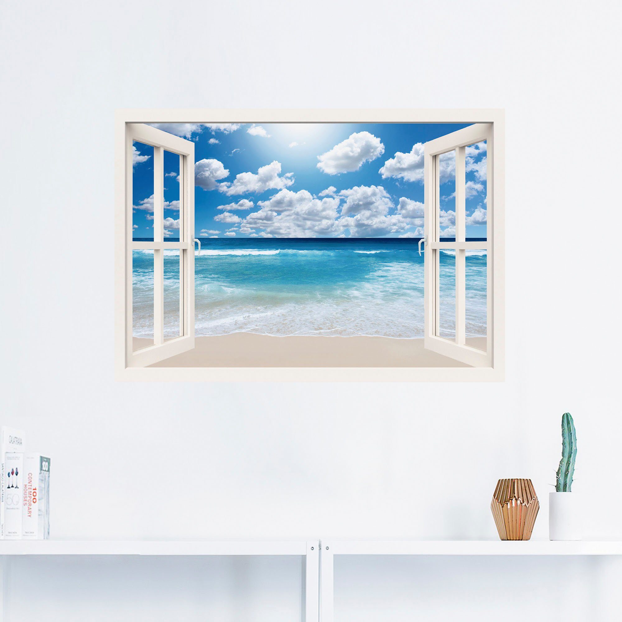 Artland Artprint Blik uit het venster Geweldig strandlandschap als artprint op linnen, poster, muursticker in verschillende maten