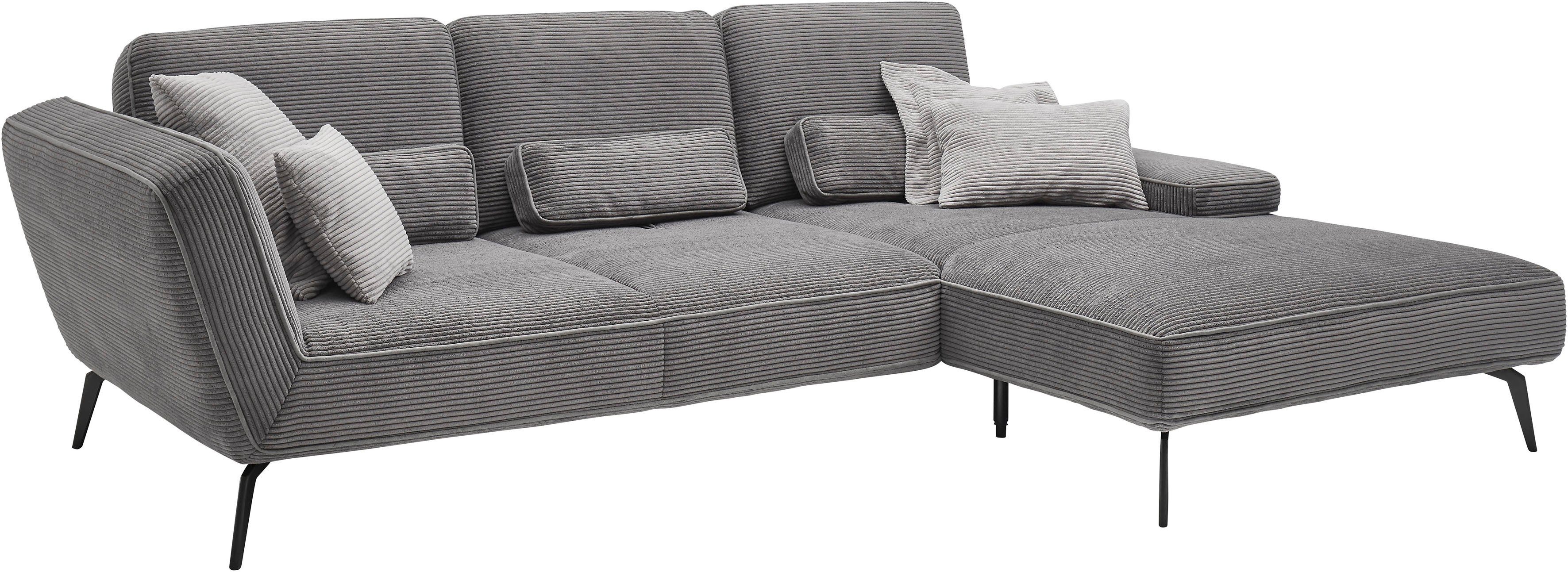 set one by Musterring Hoekbank SO 4500, voeten zwart mat, incl. draaibare rugfunctie, cord, L-vorm