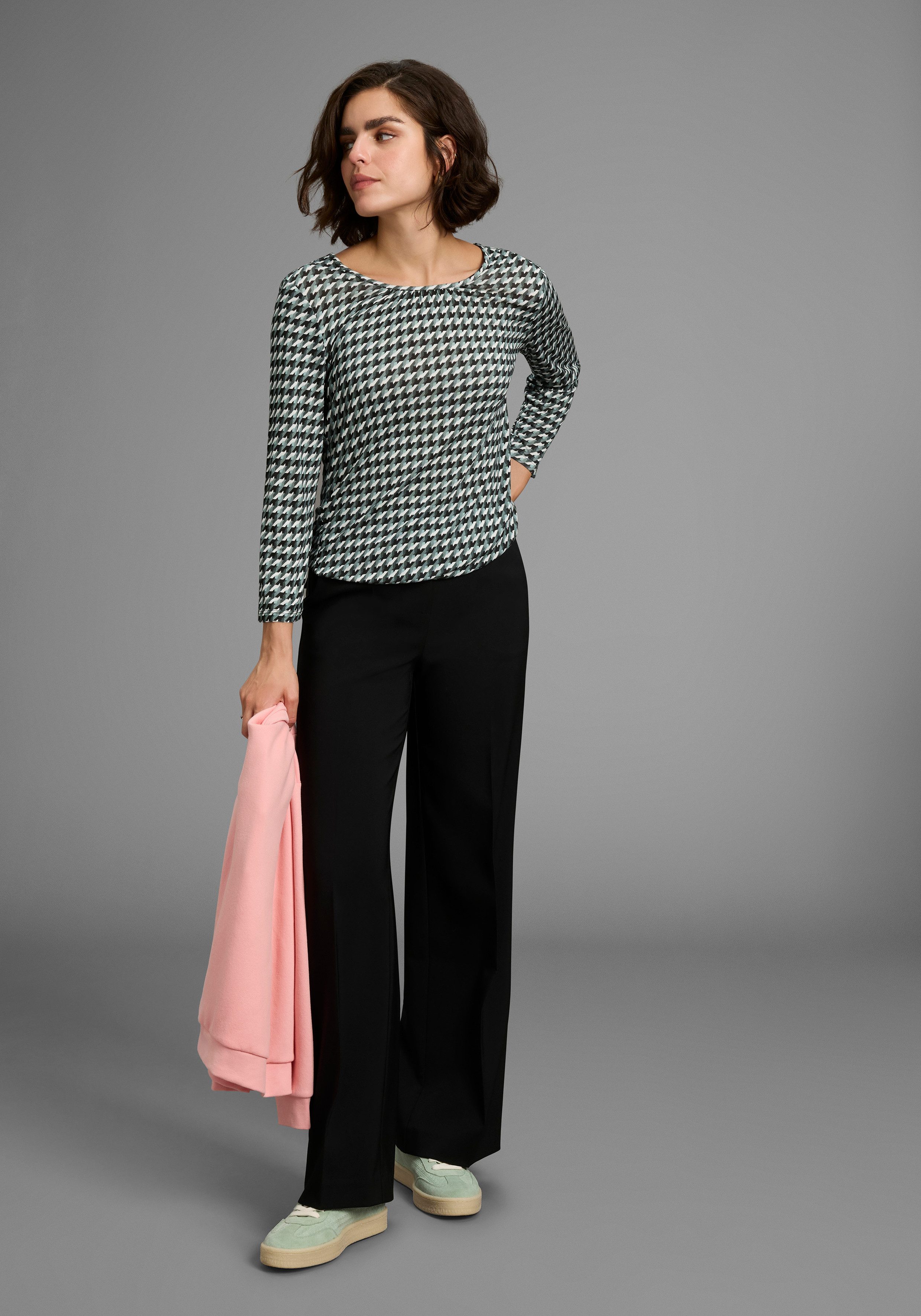 Laura Scott Shirt met 3/4 mouwen met grafische all-over print - nieuwe collectie