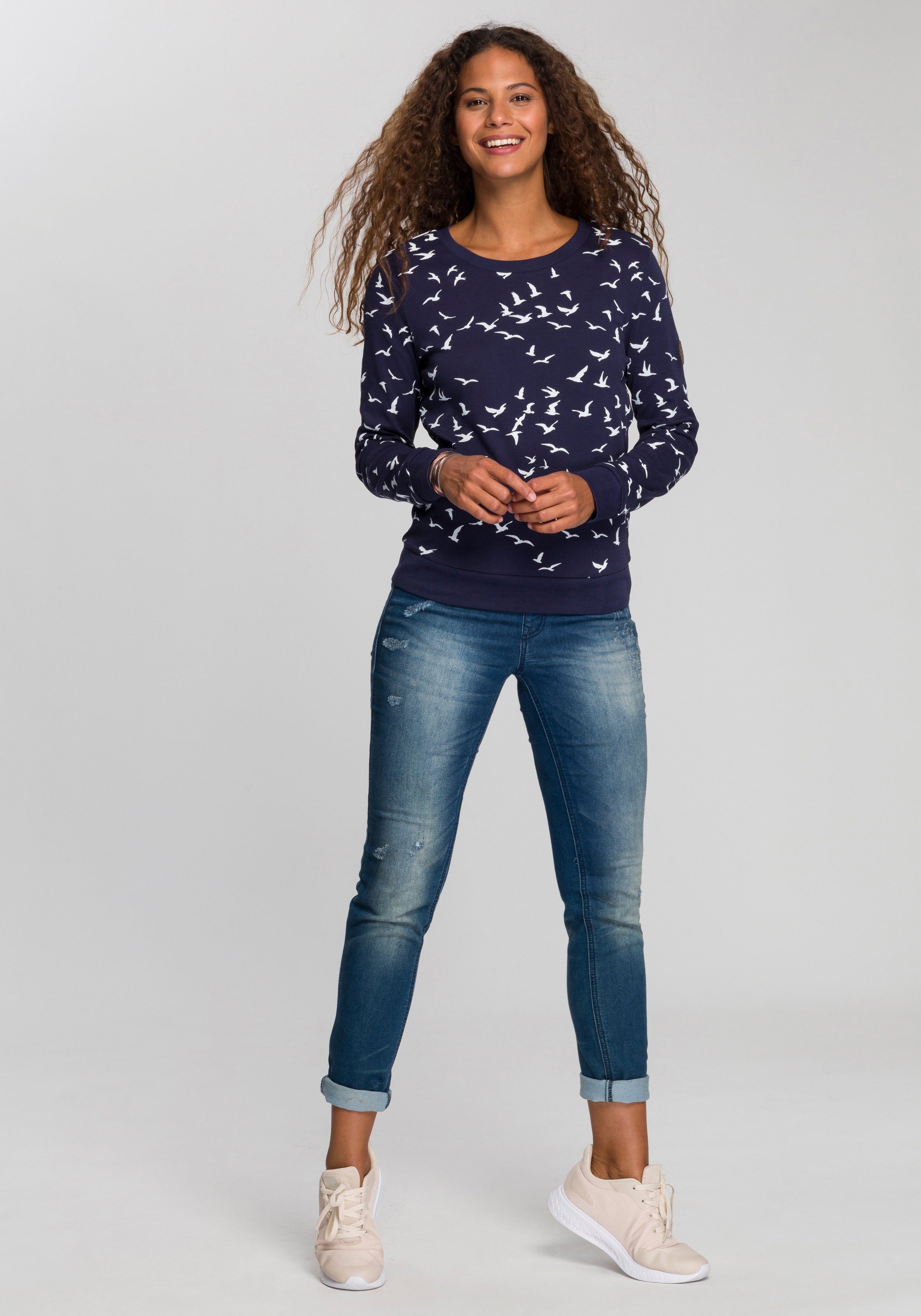 KangaROOS Sweatshirt Lange mouwen, figuurvolgende snit, bedrukt, ronde hals