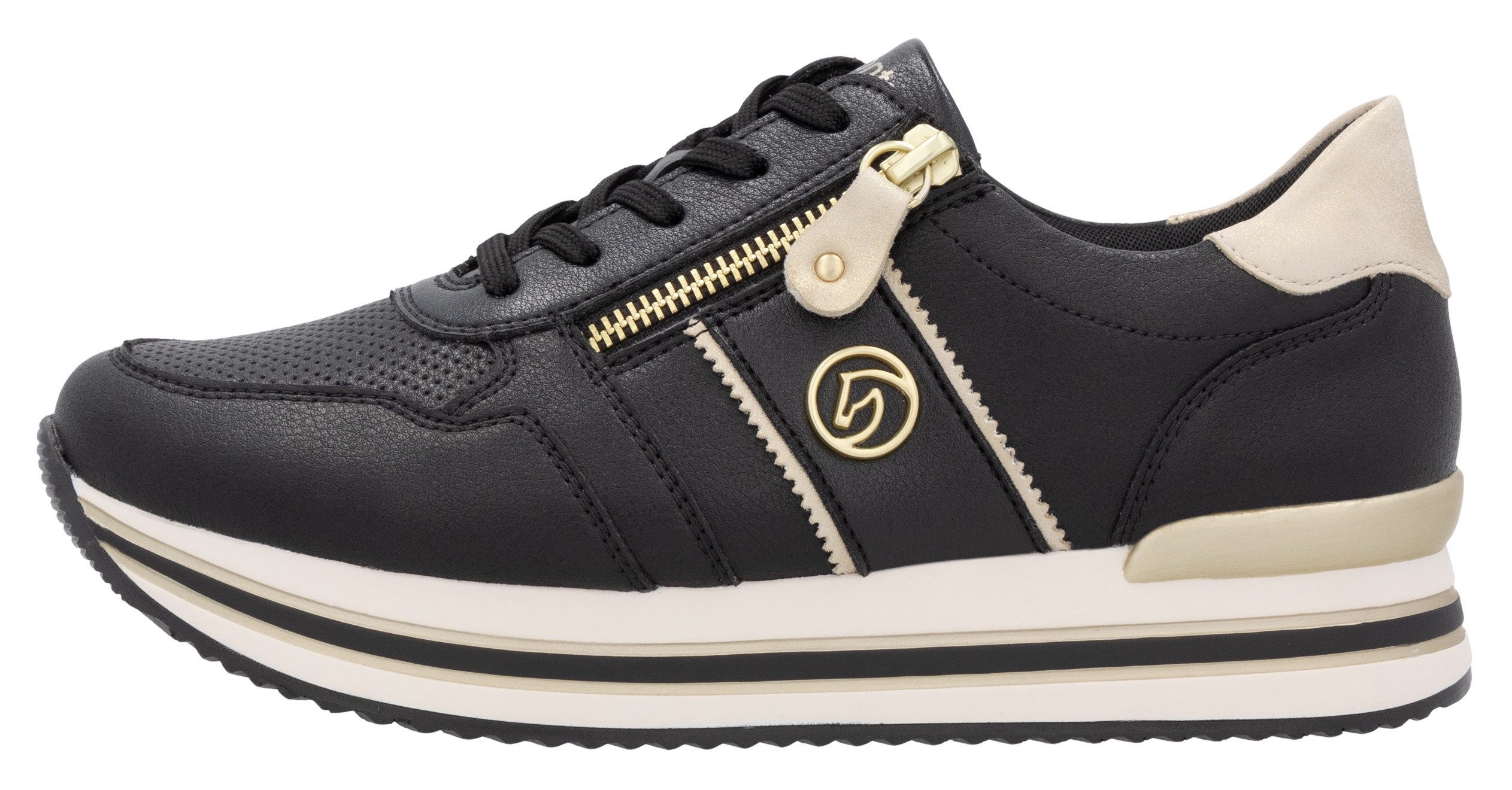 Remonte Plateausneakers , vrijetijdsschoen, lage schoen, veterschoen met zijrits