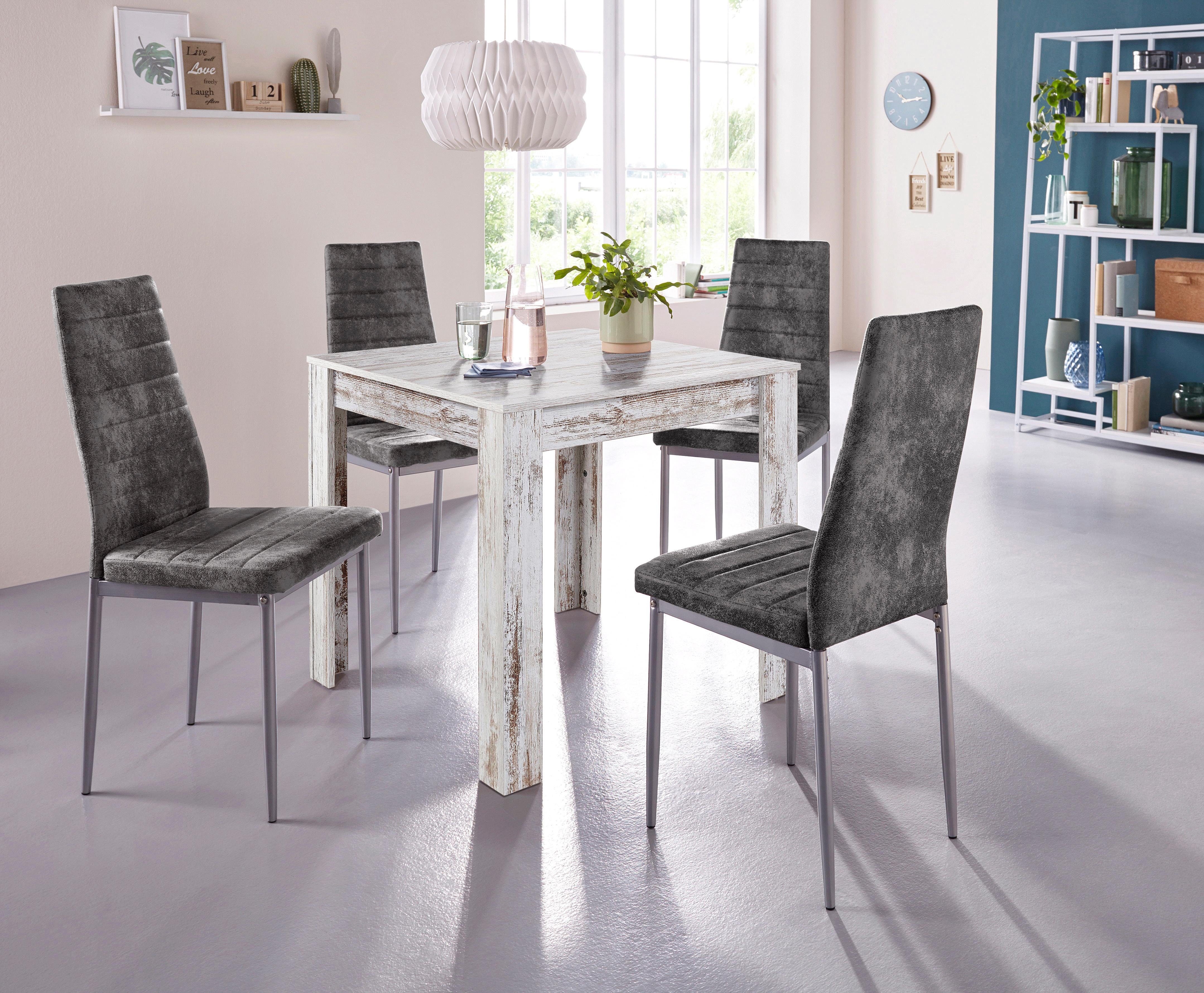 my home Eethoek 0 met eettafel lynn, breedte 80 cm en 4 x stoel kate (set, 5-delig)