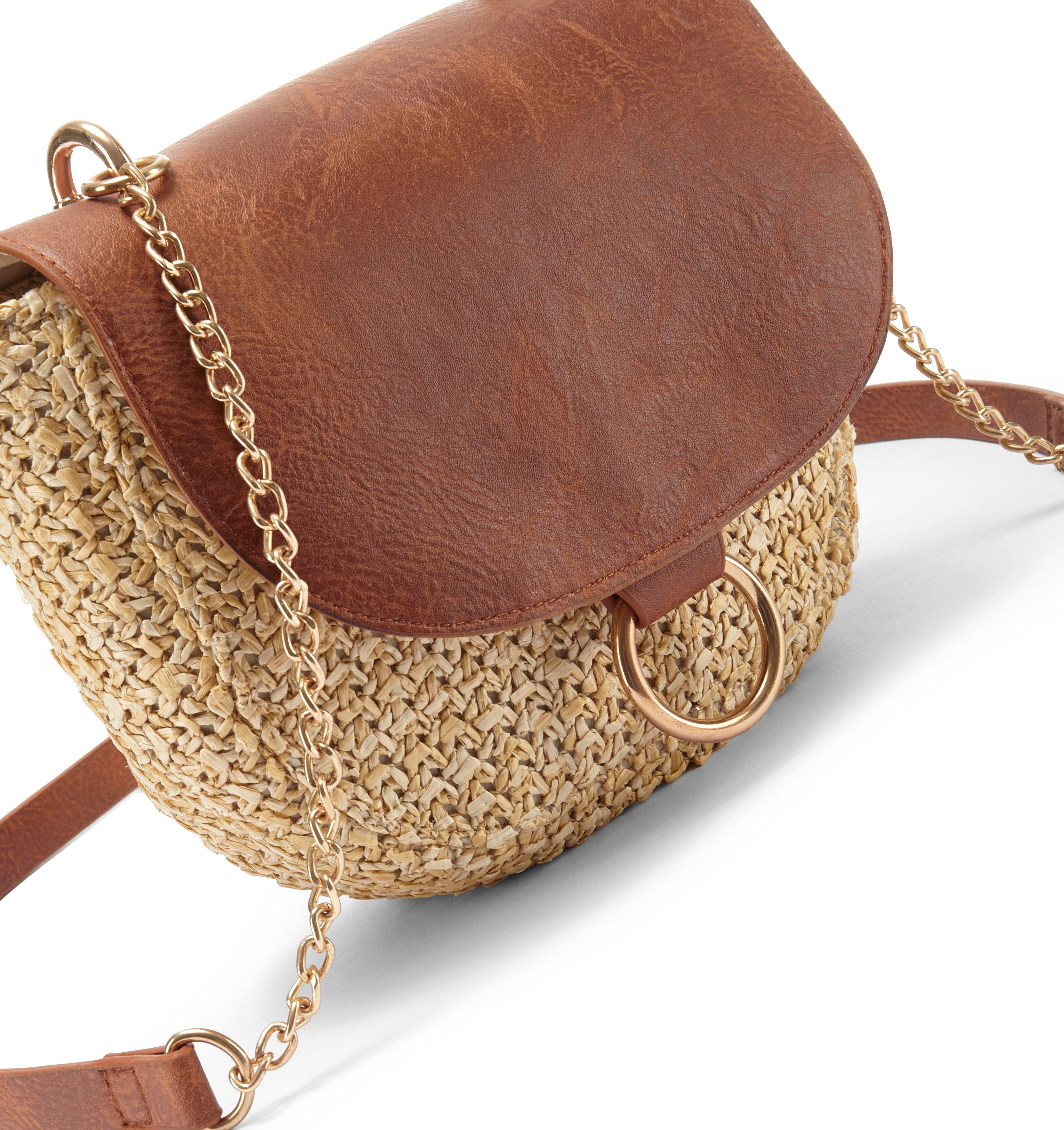 Lascana Schoudertas Strandtas Minibag, schoudertas, draagtas, crossbody tas, rieten look VEGAN