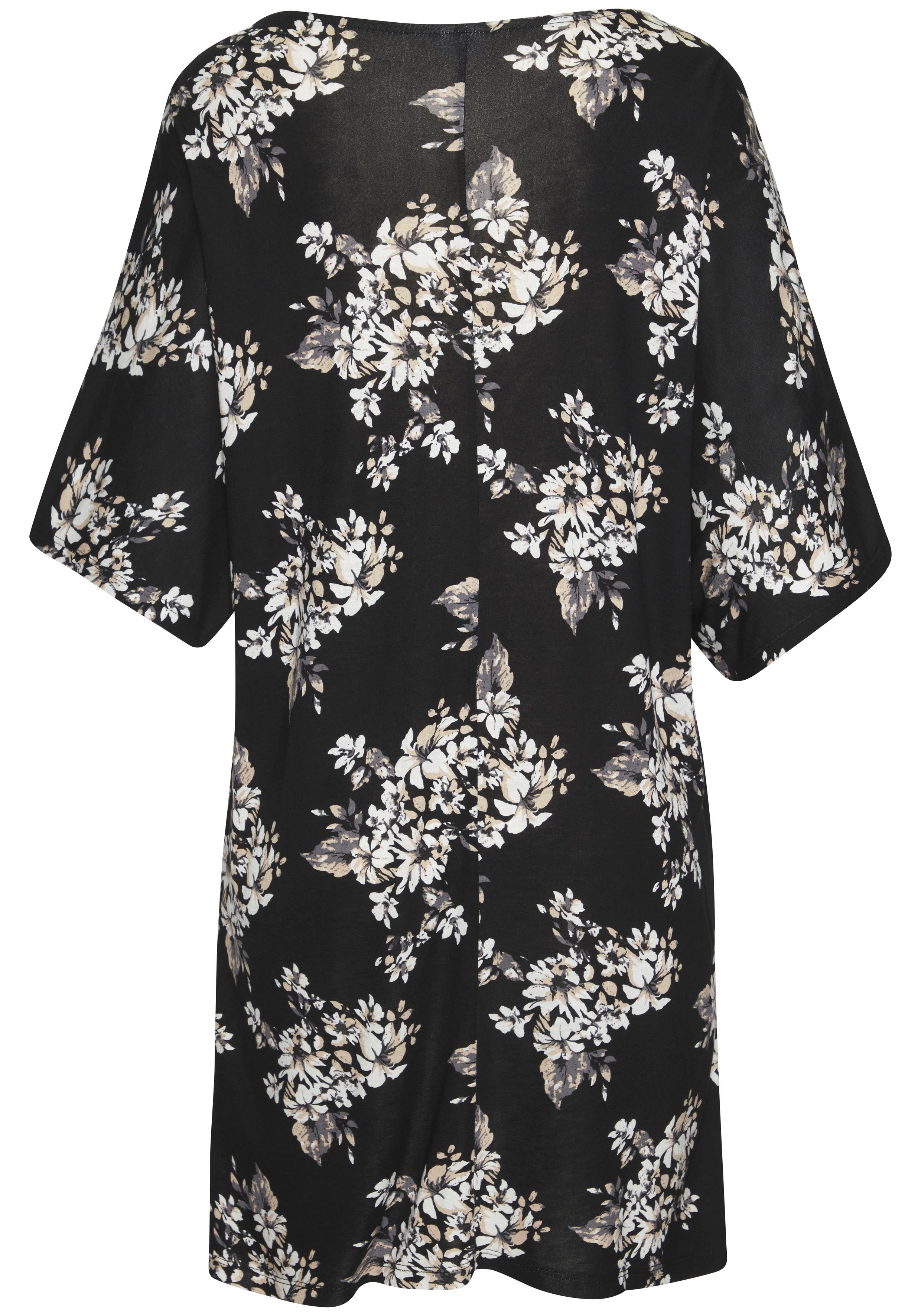 Lascana Lang shirt met subtiele bloemenprint blousejurk met wijde mouwen