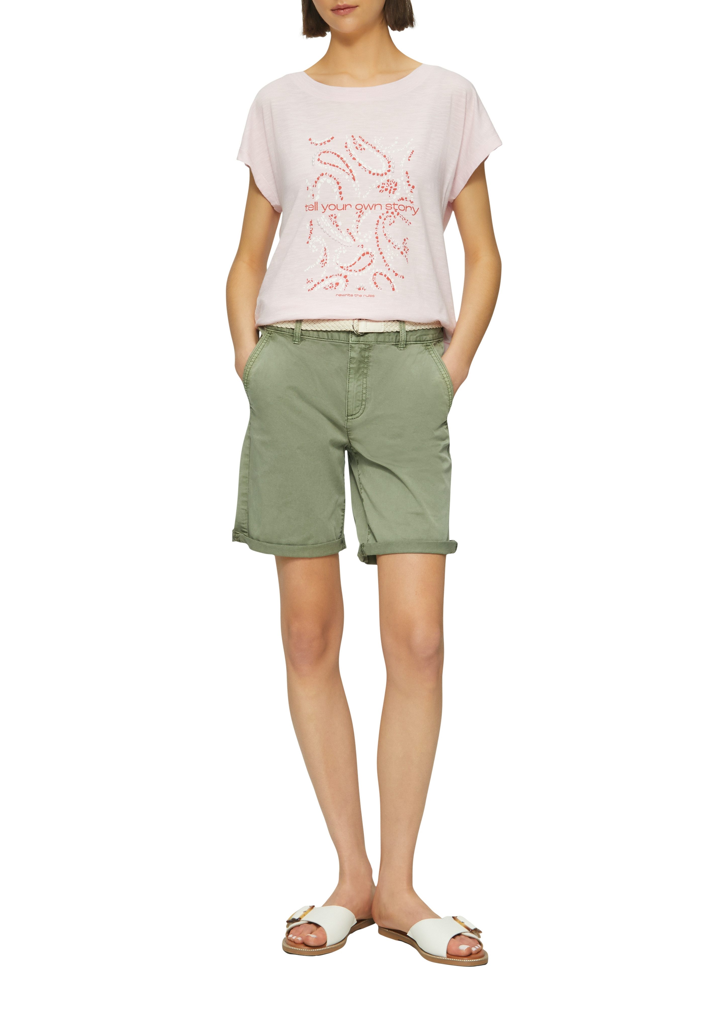 s.Oliver Chino-short met gevlochten riem