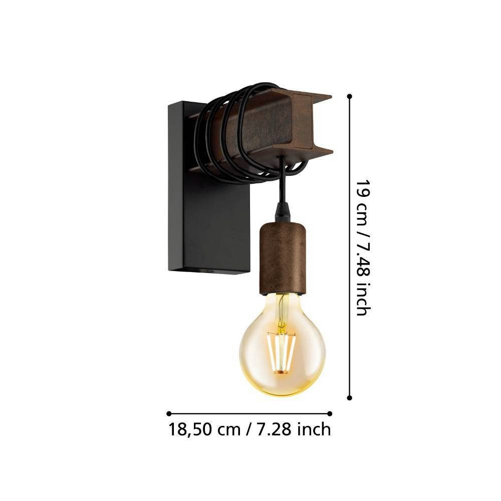 EGLO Wandlamp TOWNSHEND 4 wandlamp, staal, roestlook, retro, vintage, E27