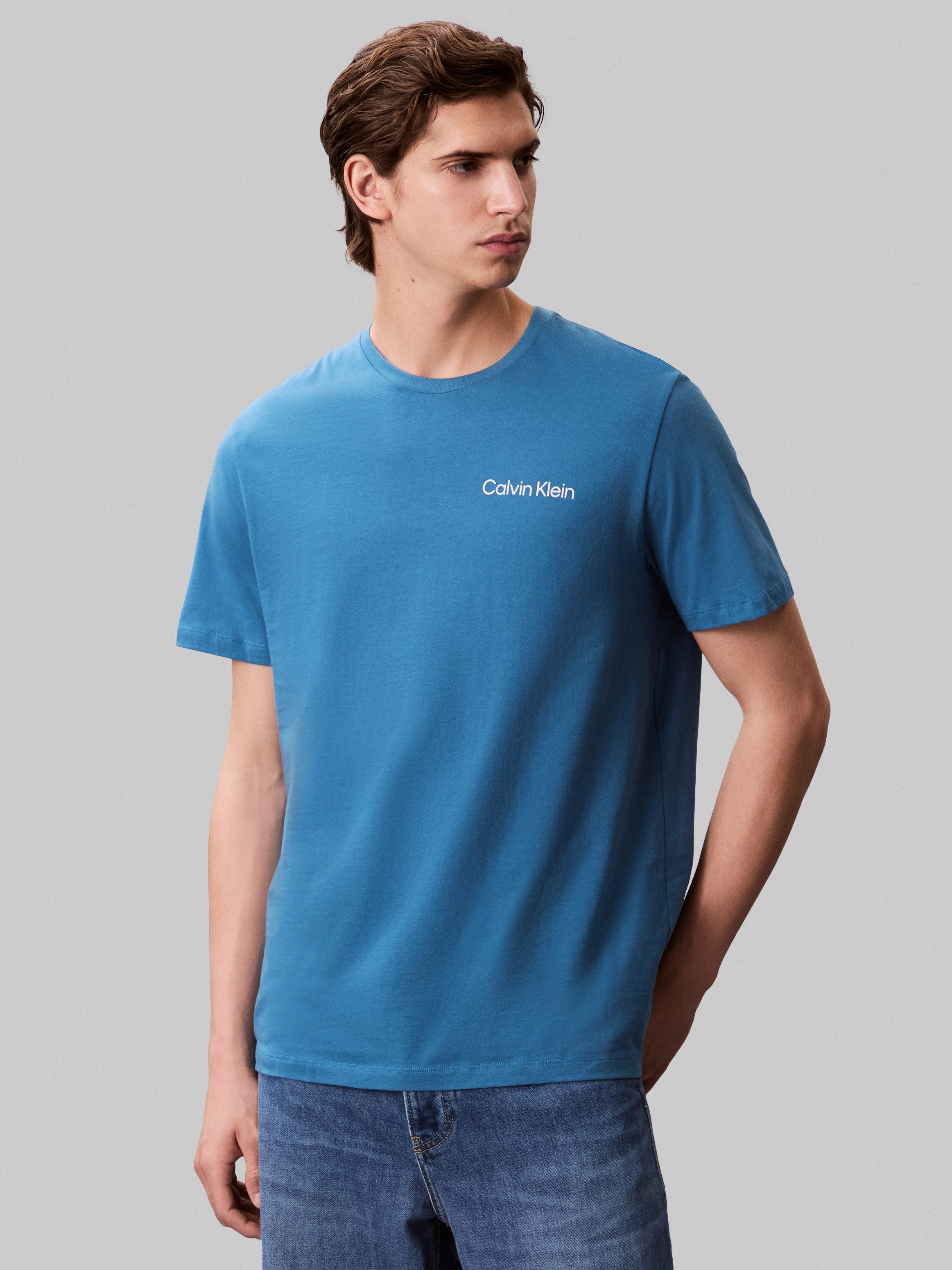 Calvin Klein T-shirt SS 30s E WRD STRTCH met grote logoprint op de rug