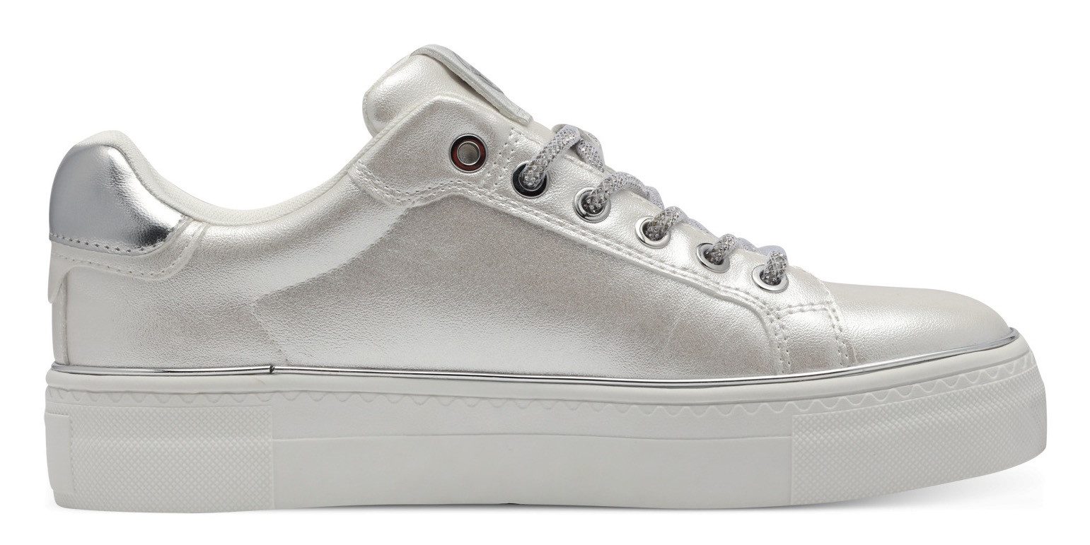 Tamaris Plateausneakers , vrijetijdsschoen, lage schoen, veterschoen, contrastafwerking aan de hak