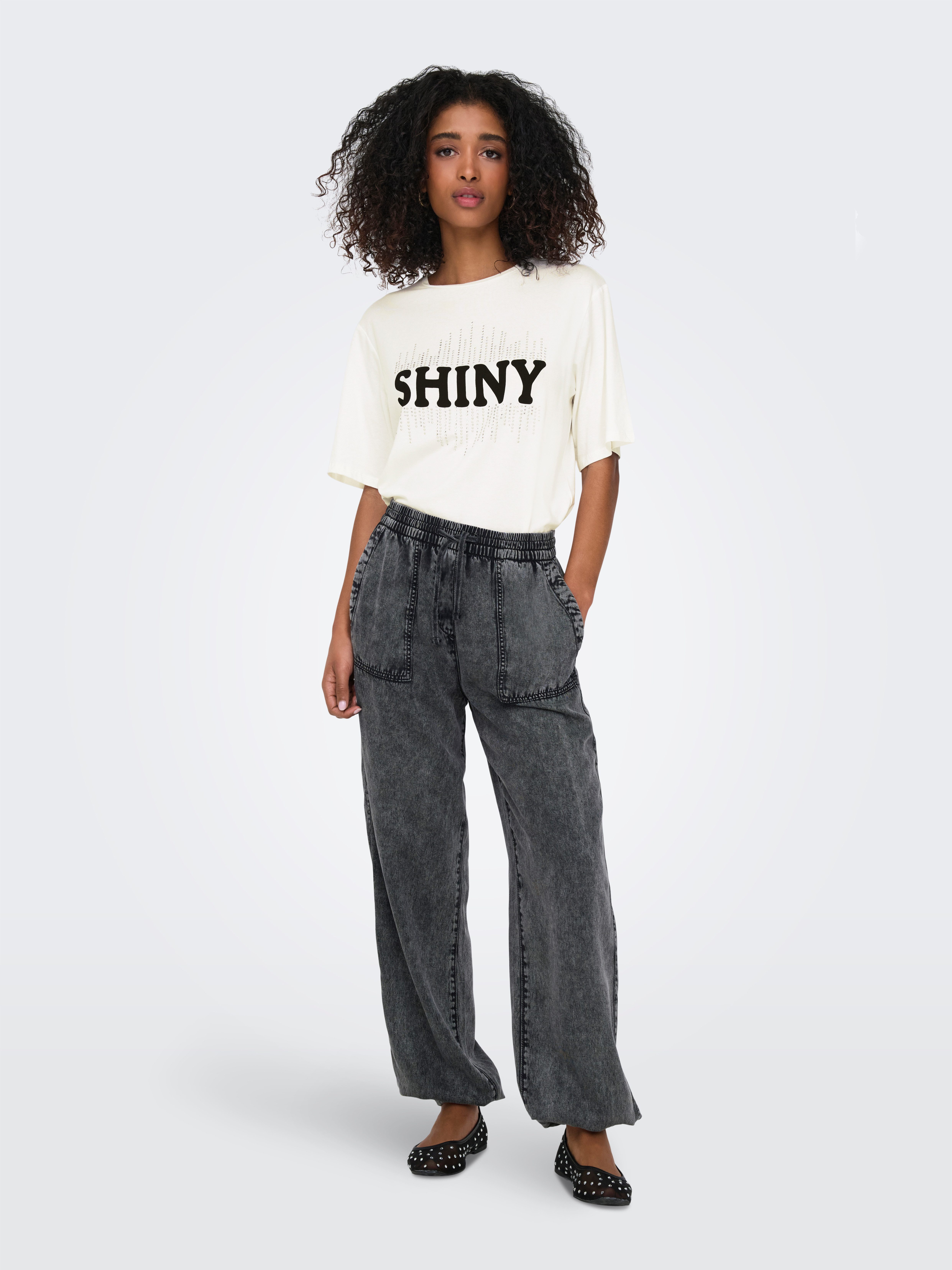 Only Shirt met korte mouwen ONLSANNI S/S STONES TOP BOX JRS