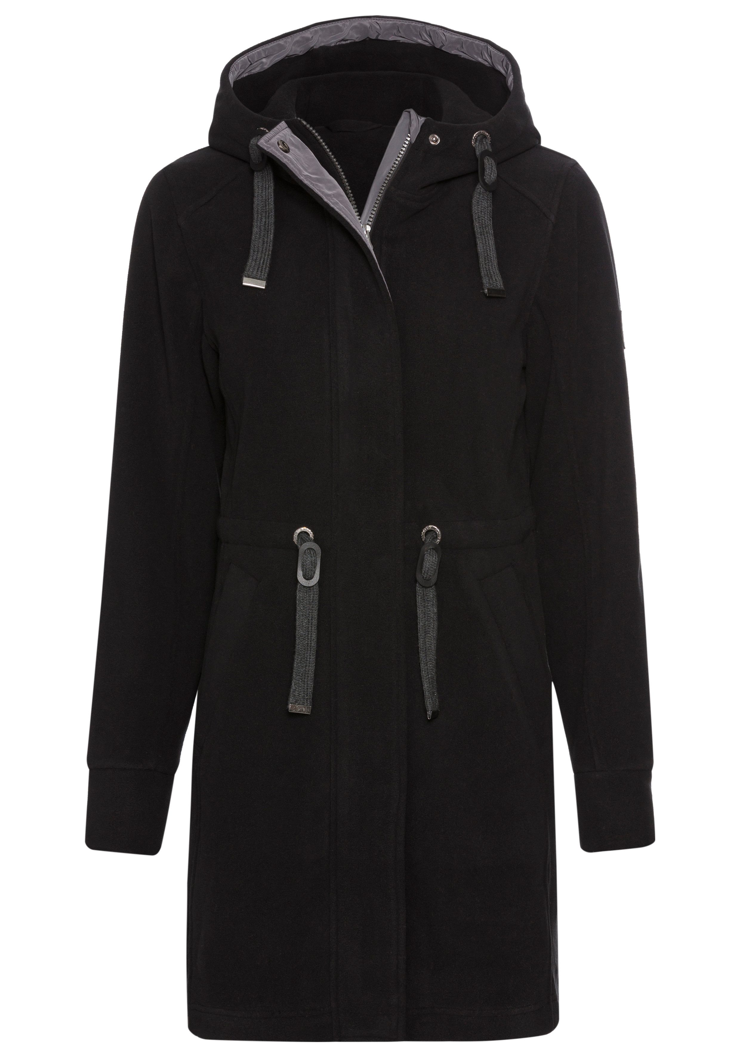 KangaROOS Fleecejack met capuchon, van fleece, met koord, met 2-weg rits