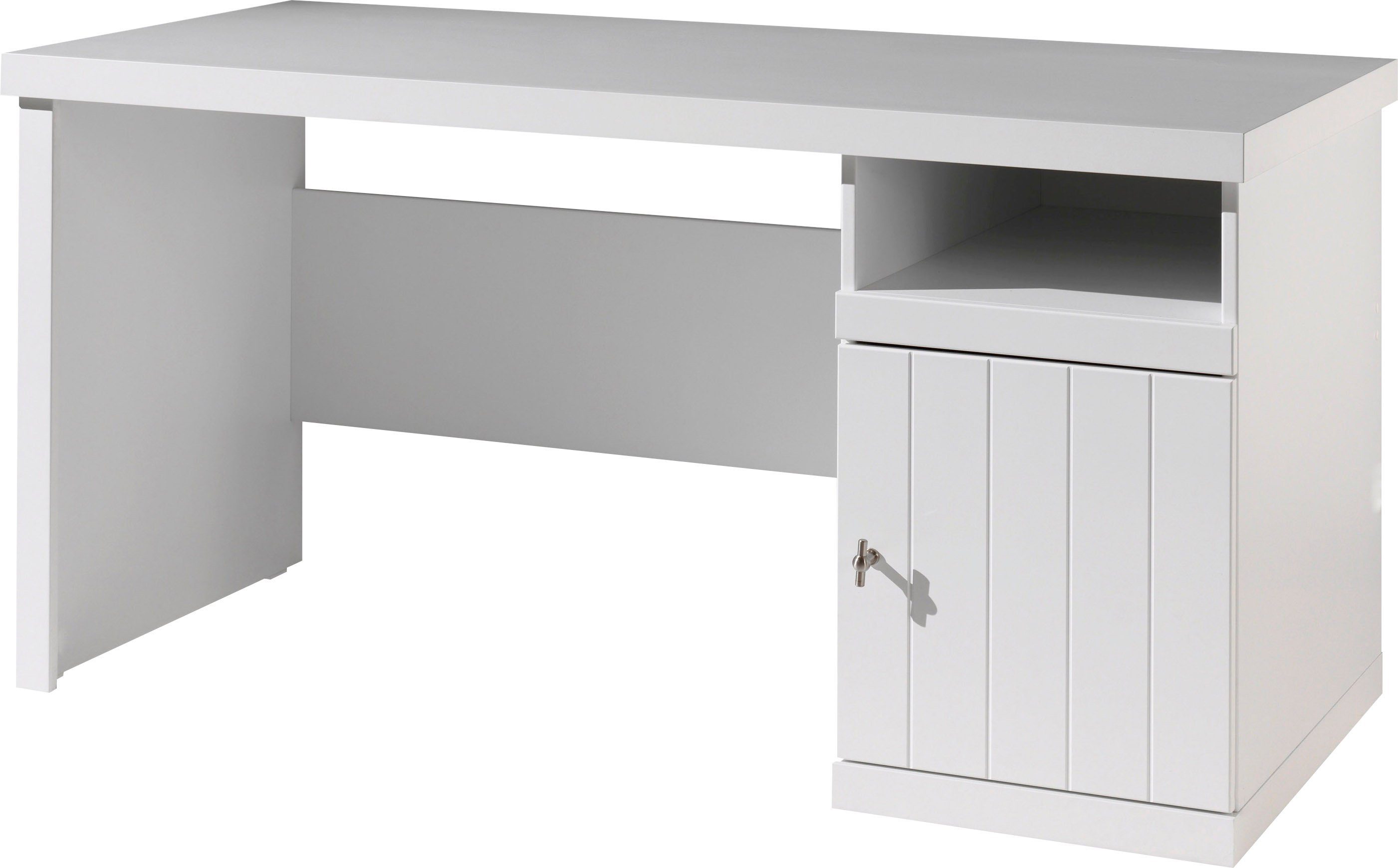 vipack bureau robin met groot werkoppervlak en opbergruimte achter de deur wit