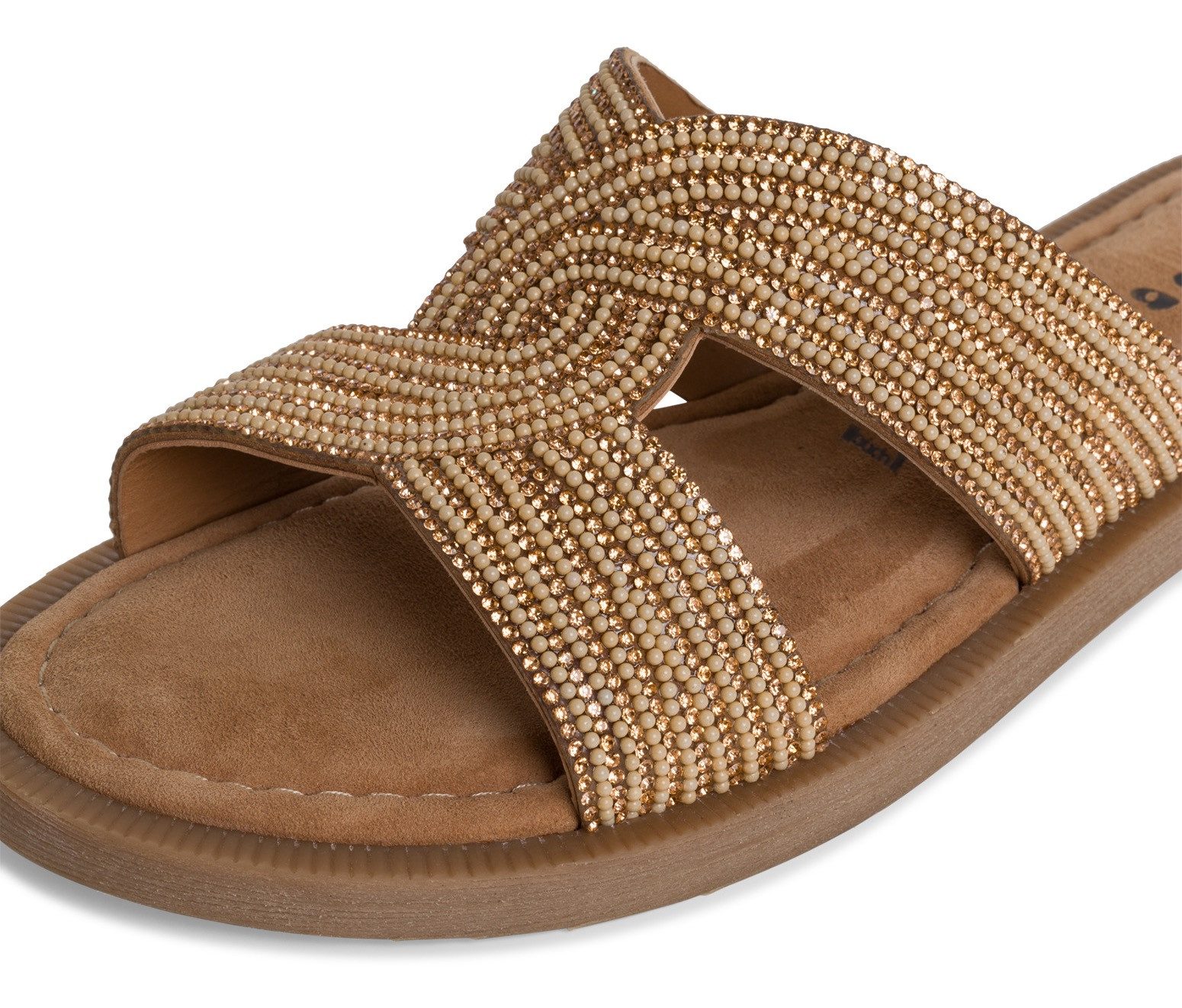 Tamaris Slippers , blokhak, feestmode, zomerschoen met fonkelende bandage