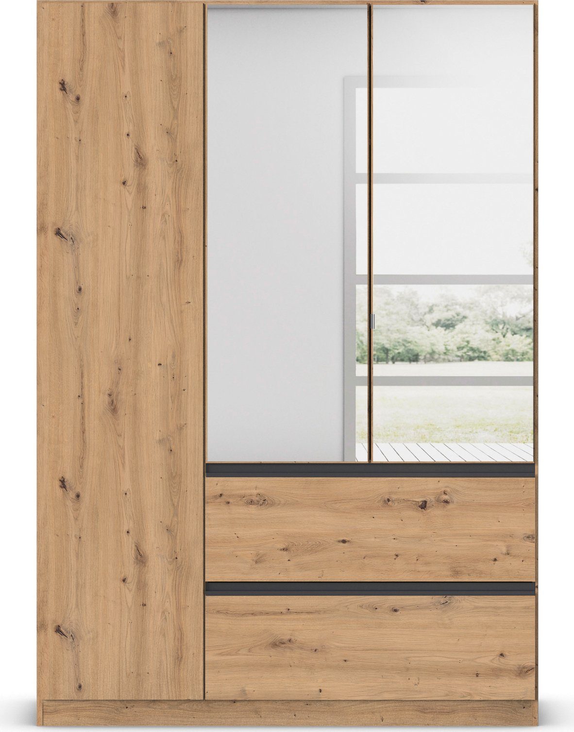 rauch Draaideurkast Kledingkast Kast Garderobe Wasmand COSTA in 3 Breedtes met spiegel, greeploos front en push-to-open functie made in germany