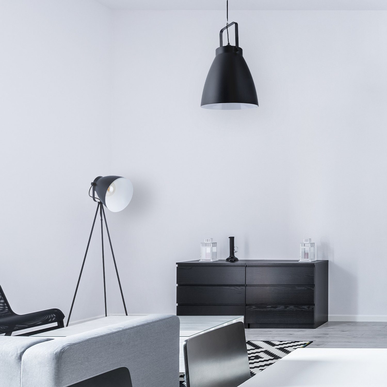 Paco Home Hanglamp BOONE PD Staande lamp modern woonkamer Industrial koplamp design E27