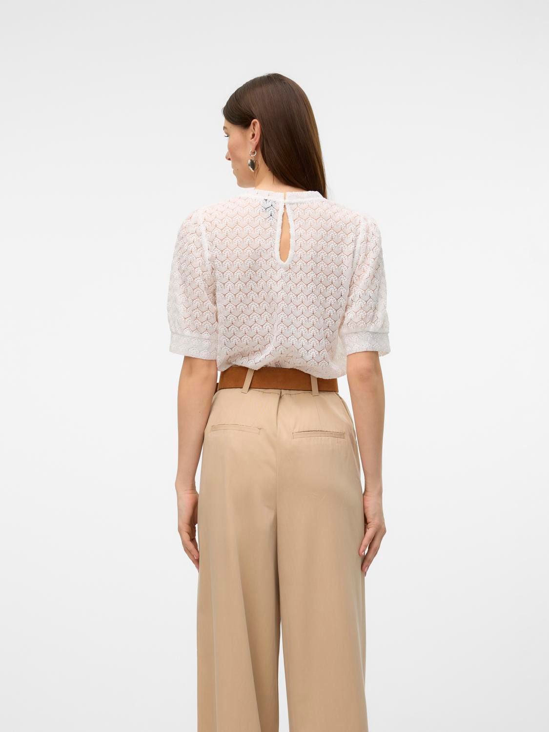 Vero Moda Shirt VMBECCA LACE SS O-NECK TOP JRS GA NOOS