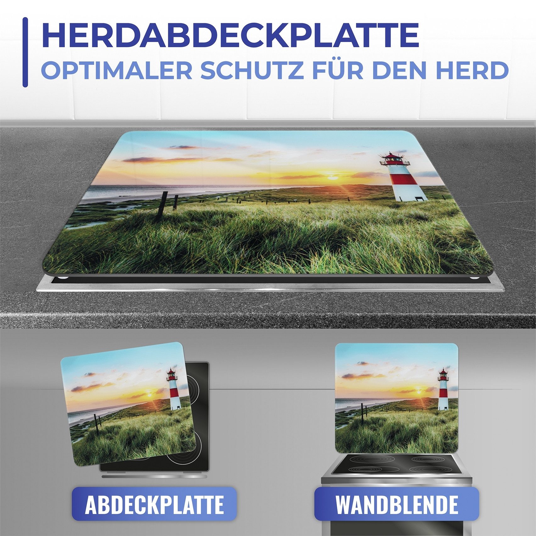 Maximex Snij- en afdekplank Model Vuurtoren 56x50 cm, veelzijdig inzetbaar, snijplank/wandspatbescherming
