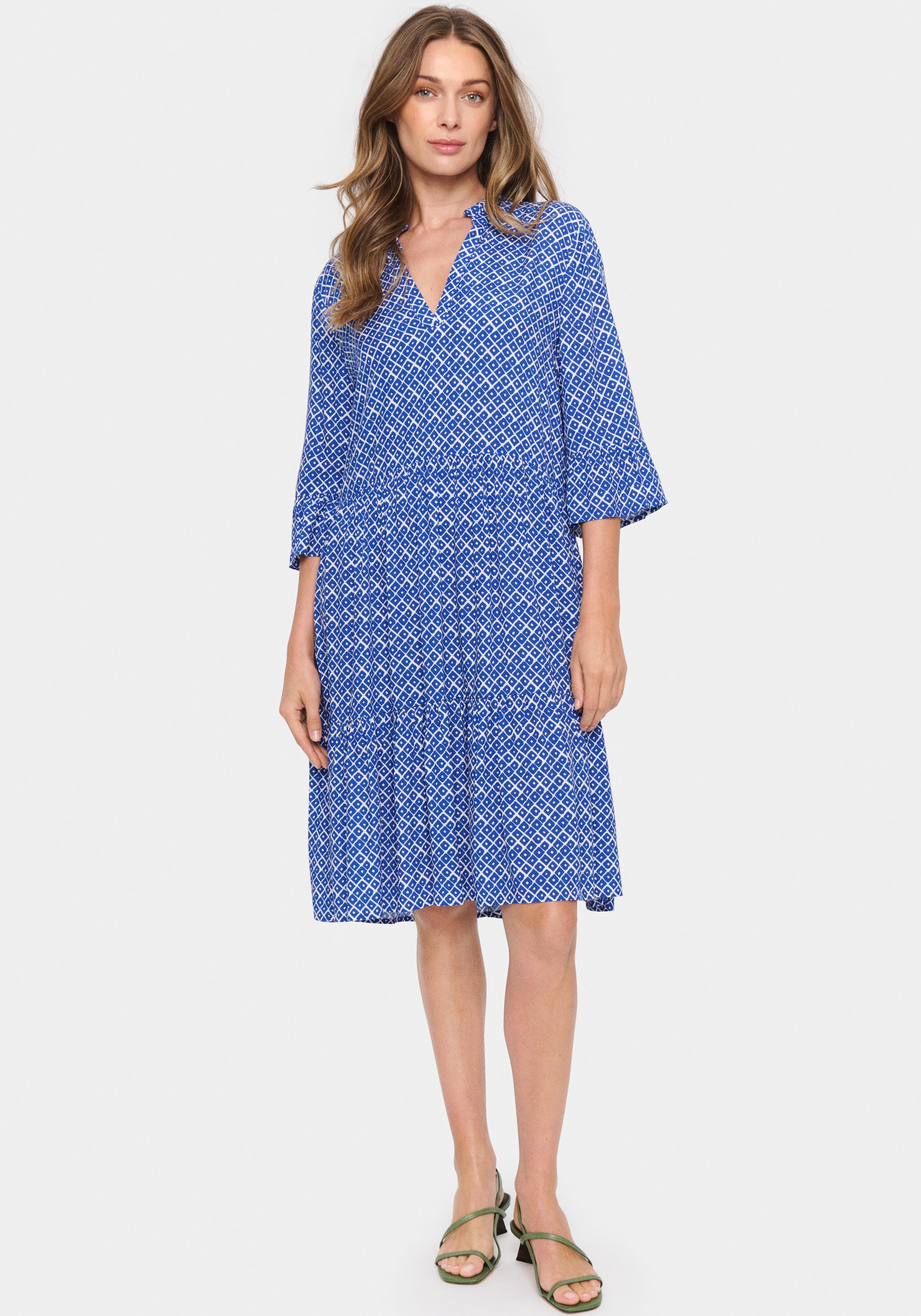 Saint Tropez Blousejurk EdaSZ dress met volants en 3/4 mouwen