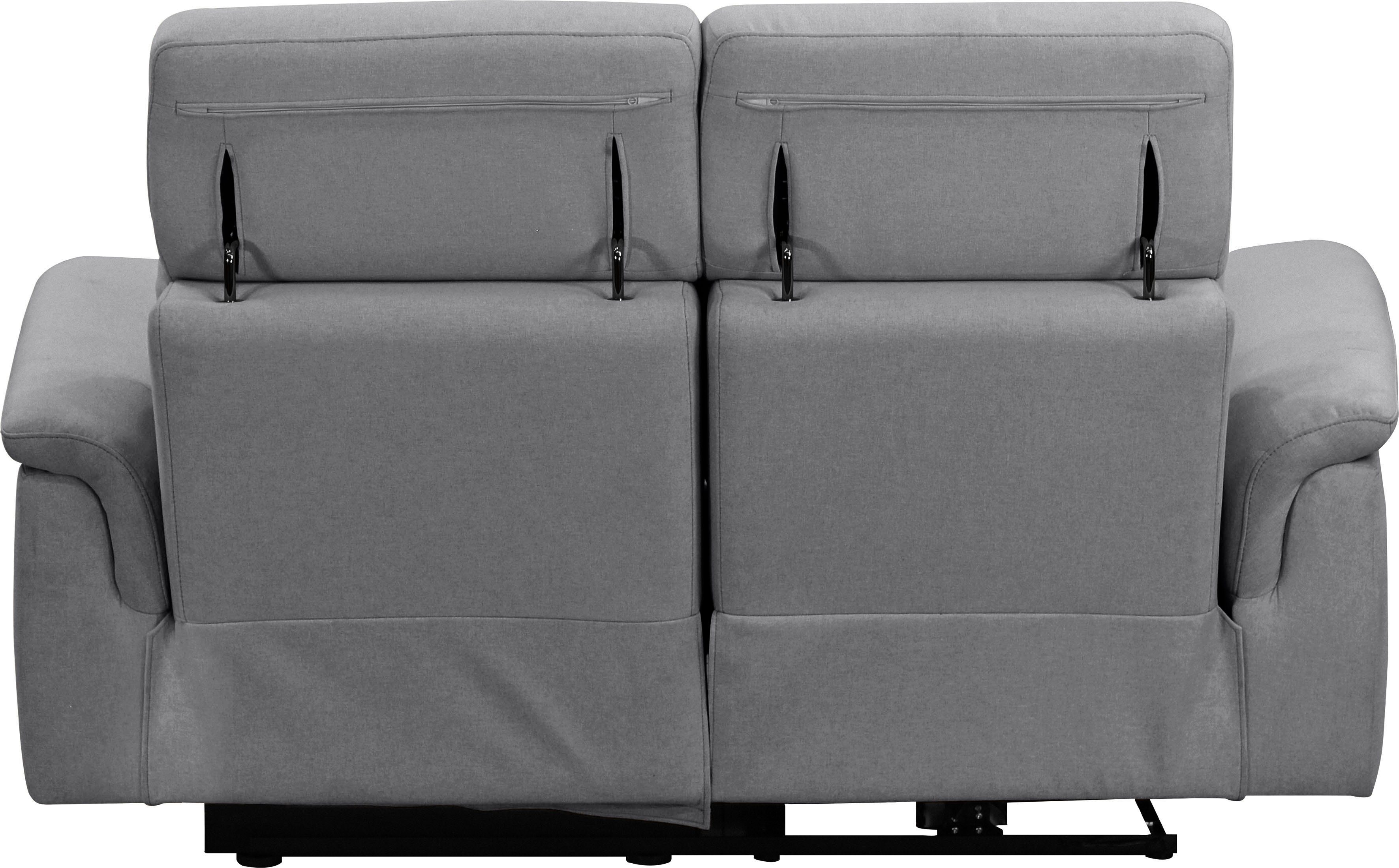 Places of Style 2-zitsbank Pareli 172 cm, handmatige en elektrische relaxfunctie USB, hoofdsteunverstelling, LED, in echt leer, kunstleer, web