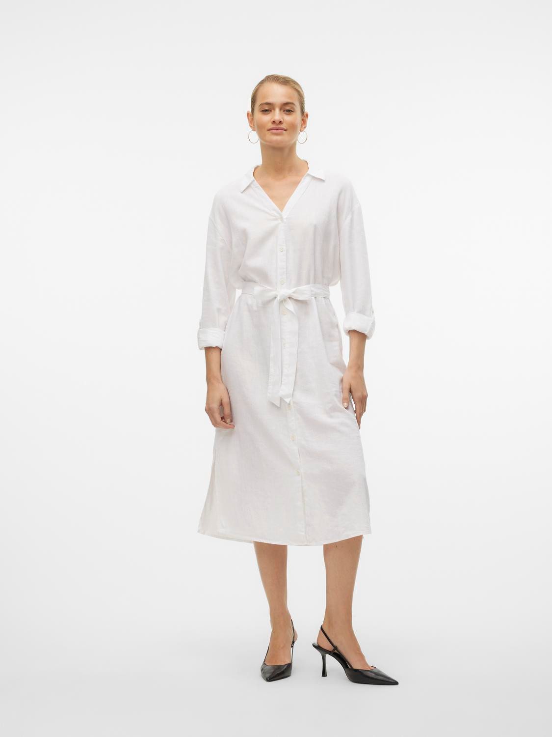Vero Moda Jurk met overhemdkraag VMLINN LOOSE CALF SHIRT WVN NOOS