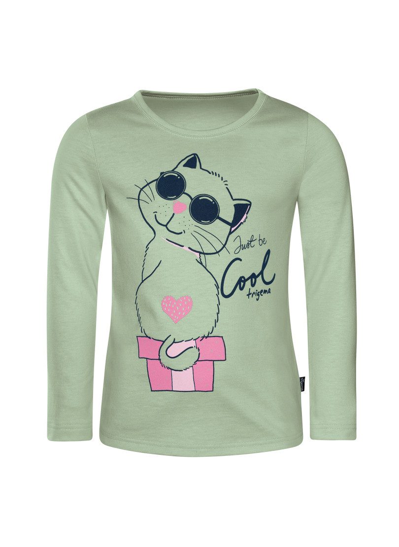 Trigema Pyjama top TRIGEMA Shirt met lange mouwen en kattenmotief (1-delig)