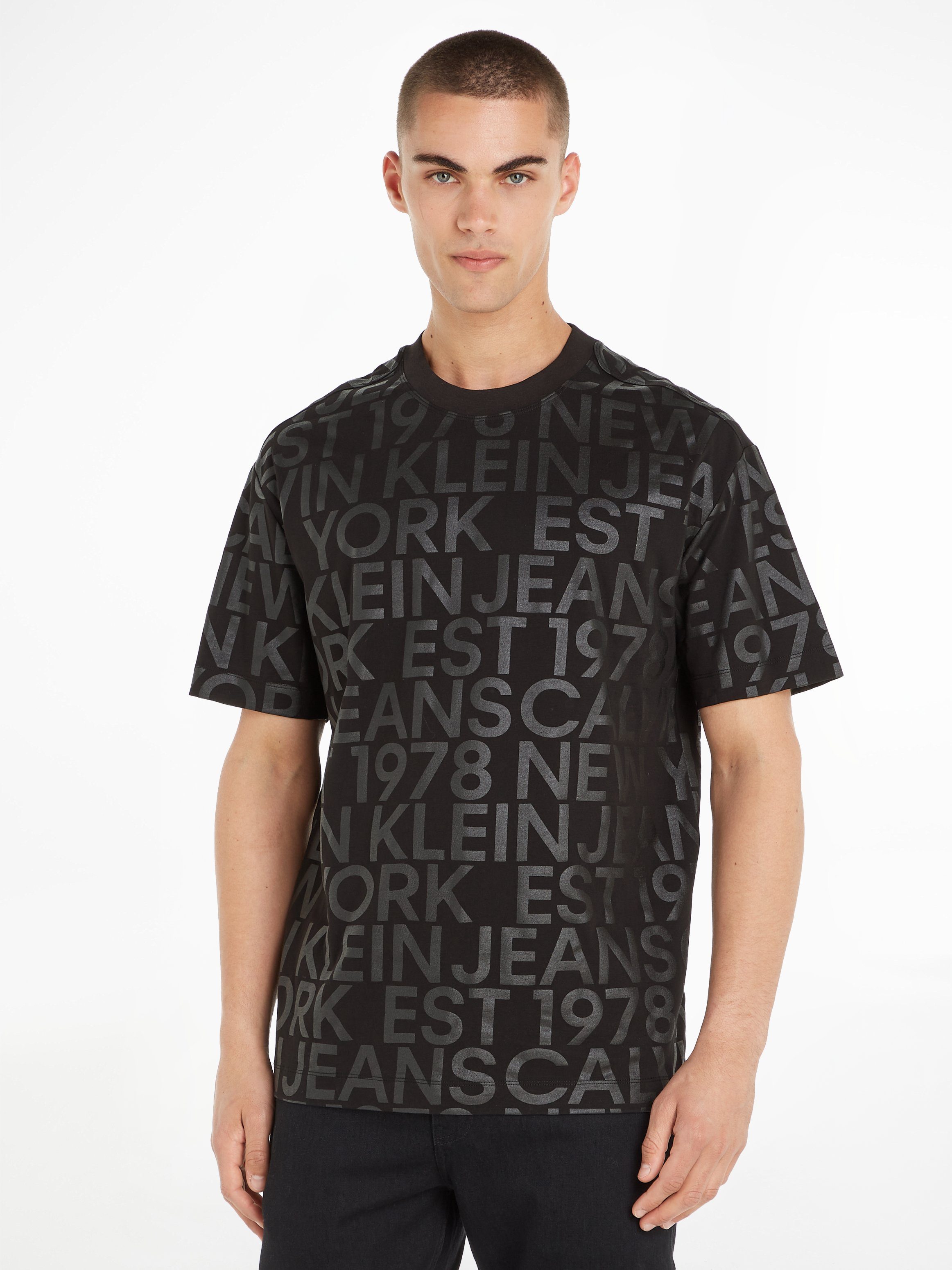 Calvin Klein Jeans Logo All Over T-shirt Black Heren