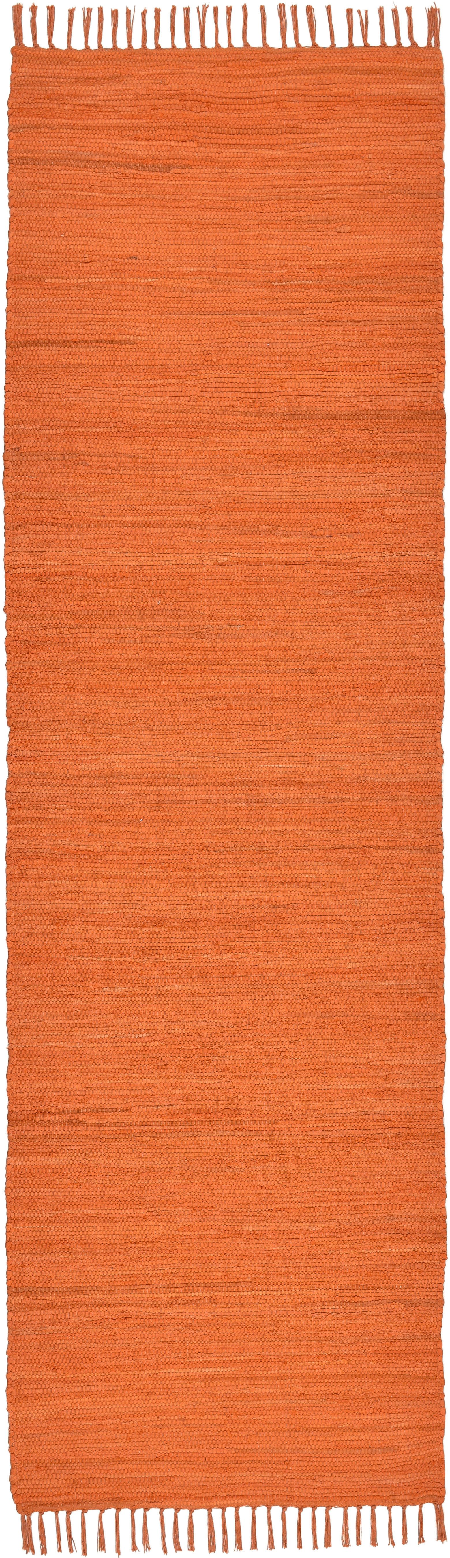 THEKO Loper Happy Cotton Fleckerl Handgeweven loper, platweefsel, puur katoen, met de hand geweven, met franje lopers maat 9 mm oranje