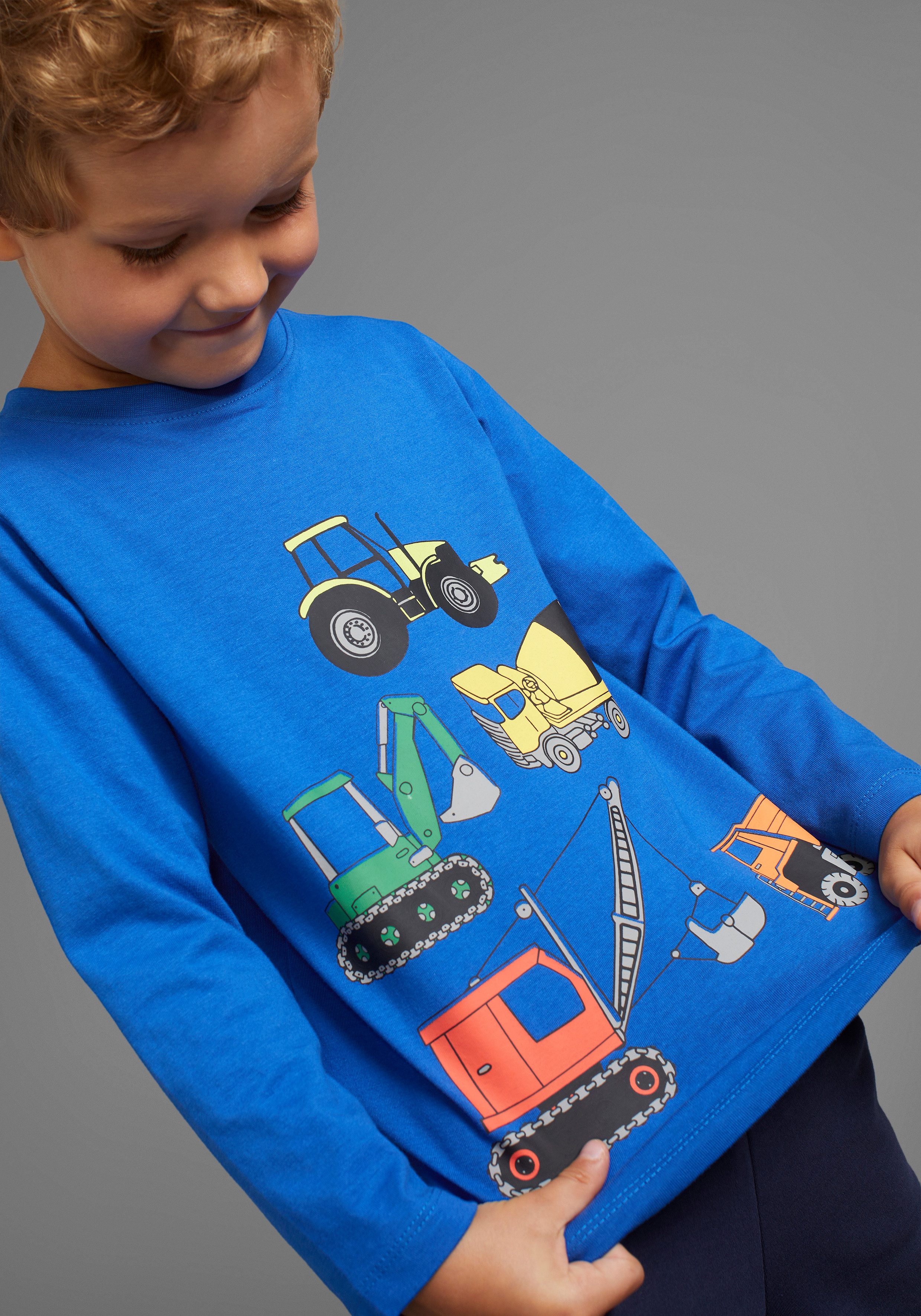 KIDSWORLD Shirt met lange mouwen Graafmachine bouwvoertuigen voor kleine jongens