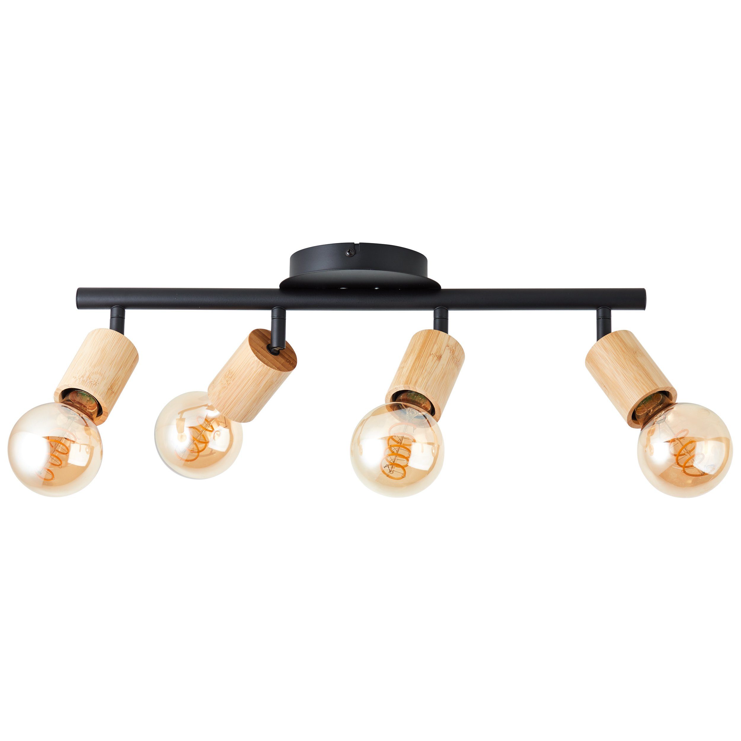 Brilliant Leuchten Plafondspot Tiffany Plafondspot, 12 x 49 x 14 cm, E27, draaibaar, metaal/hout, zwart