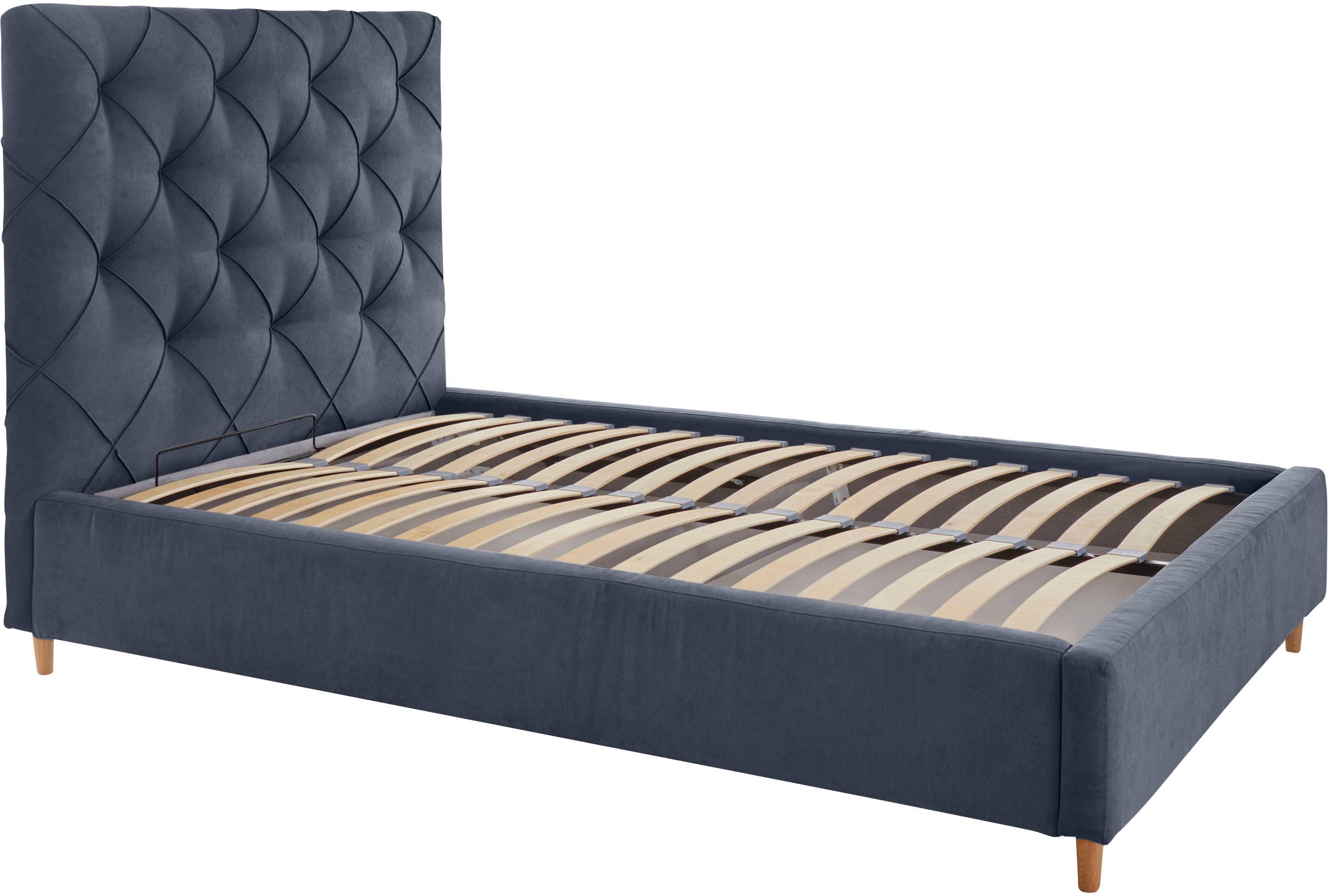 Leonique Gestoffeerd bed LOUANNE met mooie capitonnage aan de achterkant, met bedkist