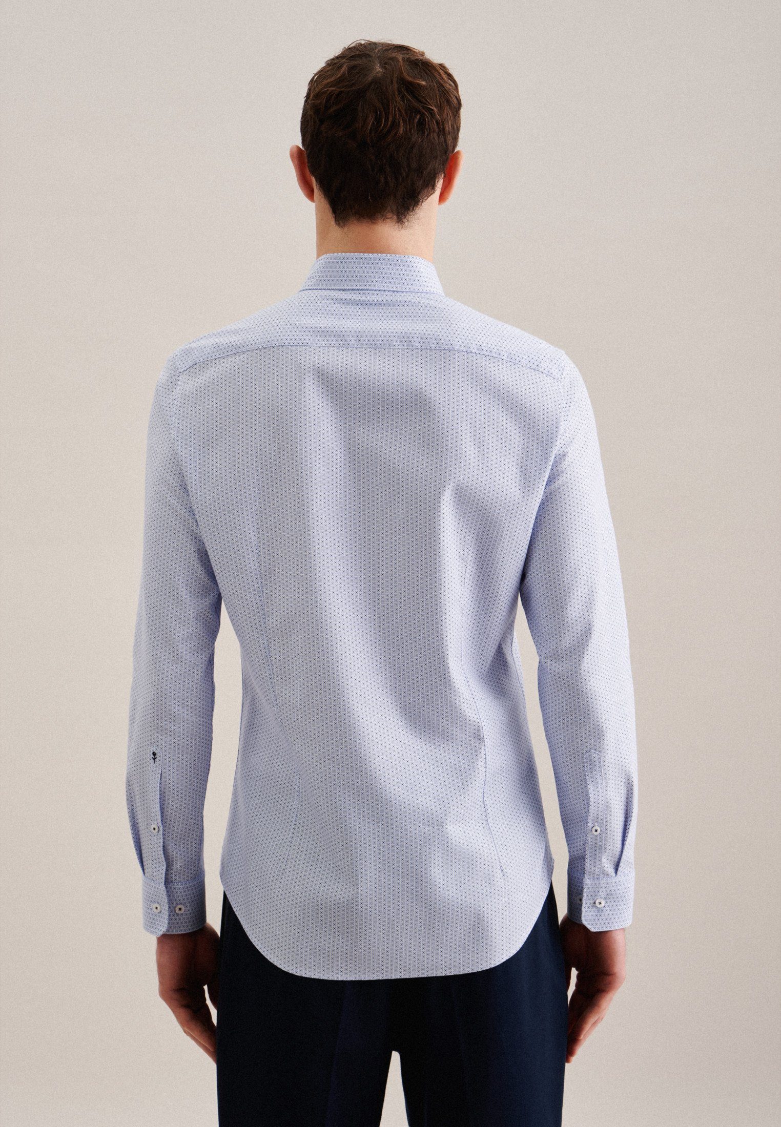 seidensticker Businessoverhemd Slim lange mouwen covered-button-downkraag print