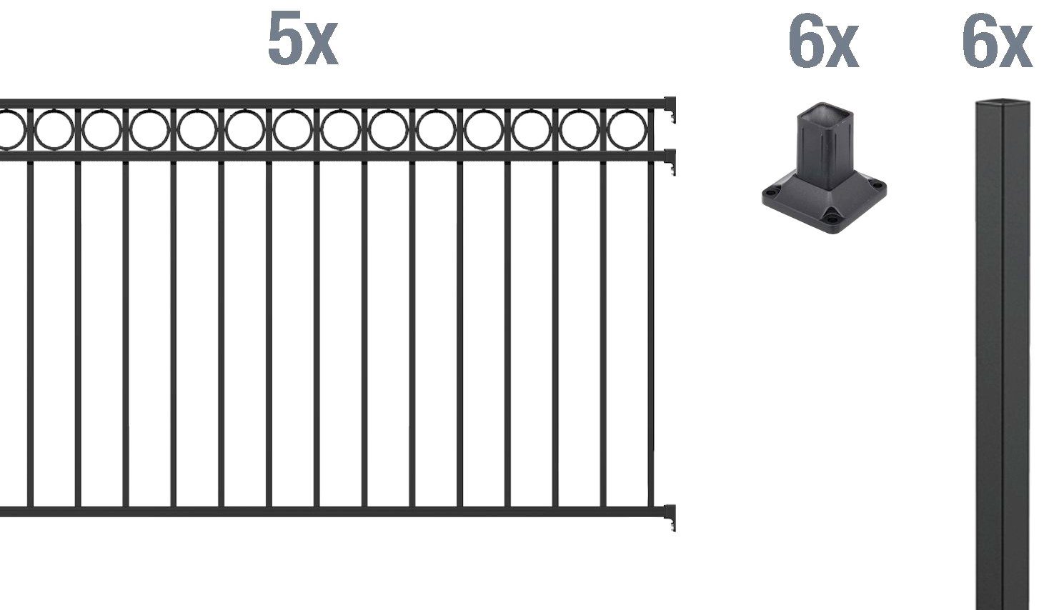 GAH Alberts Metalen hek Circle Hoogte: 100 en 120 cm, totale lengte: 10 m, om vast te schroeven (set)