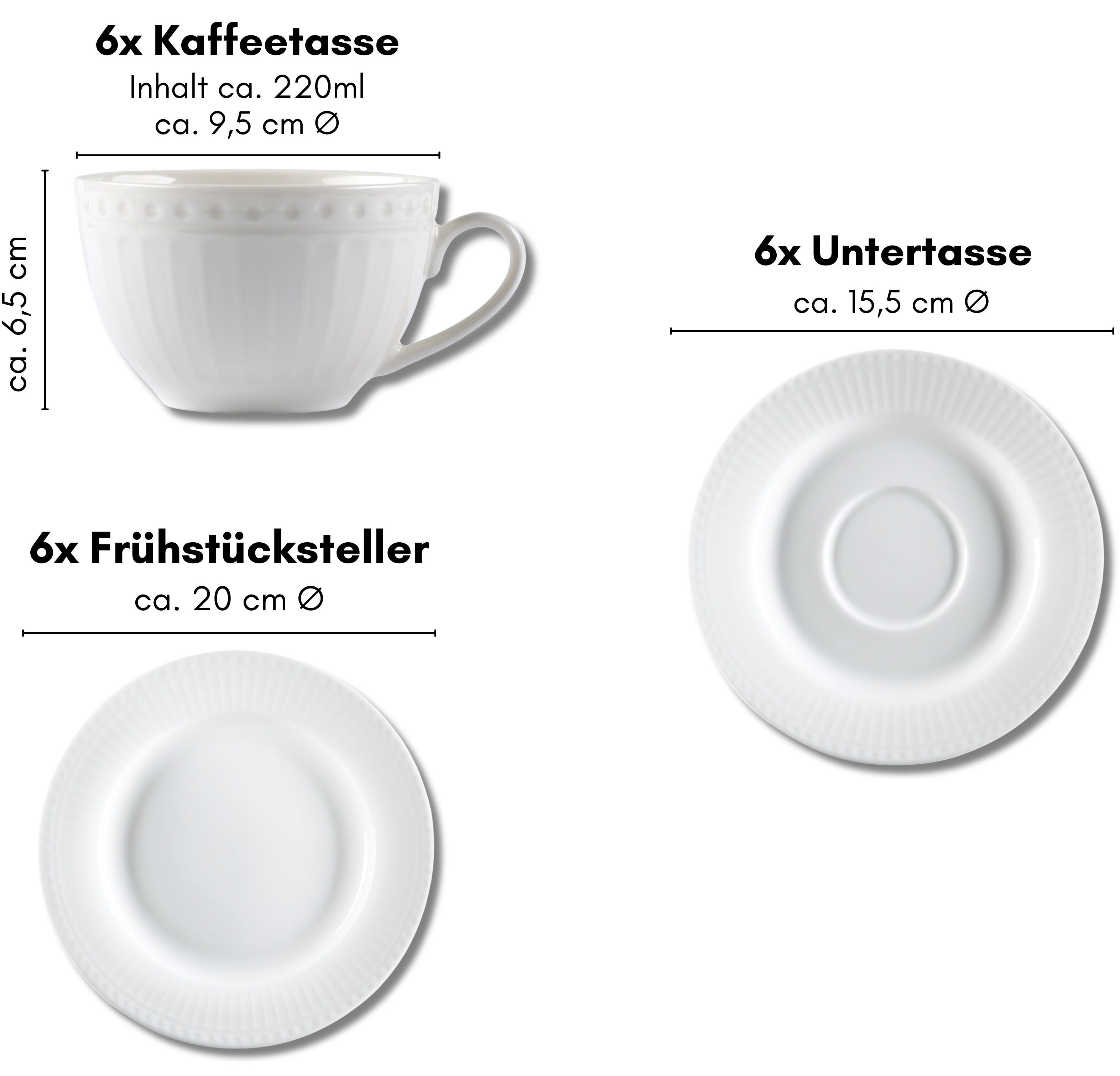 Ritzenhoff & Breker Koffieservies Sofia Reliefdecoratie (set, 18-delig)