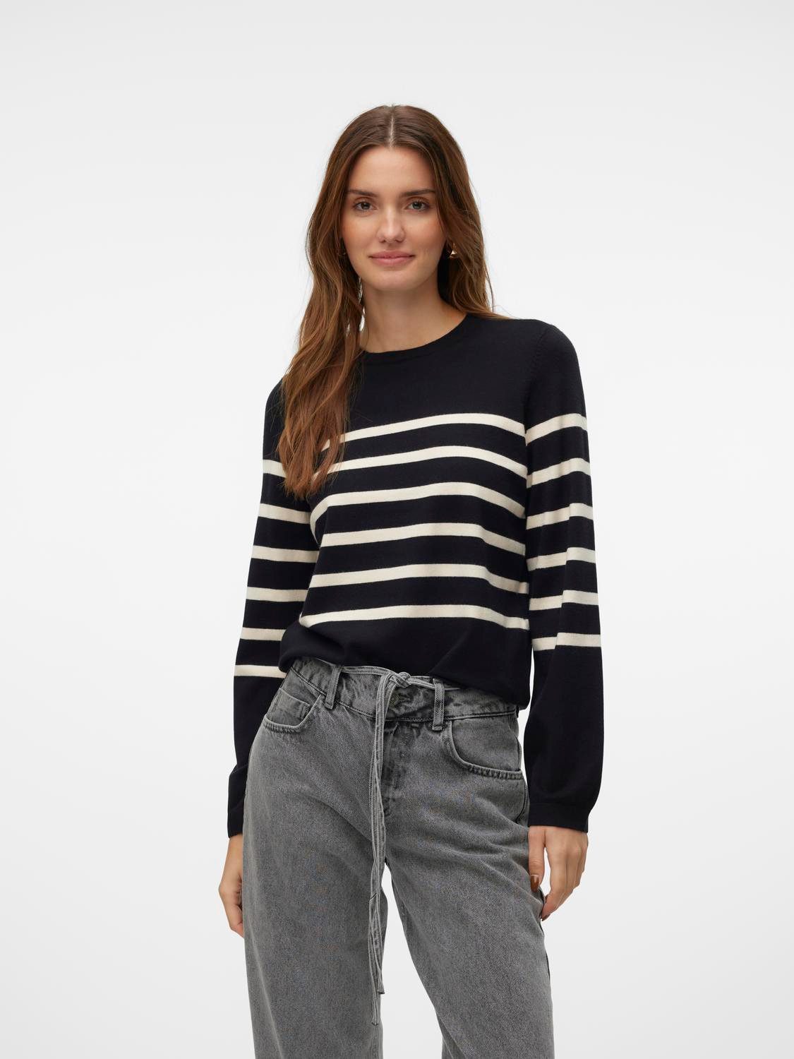 Vero Moda Trui met ronde hals VMSABA PLAIN LS O-NECK PULLOVER GA NOOS