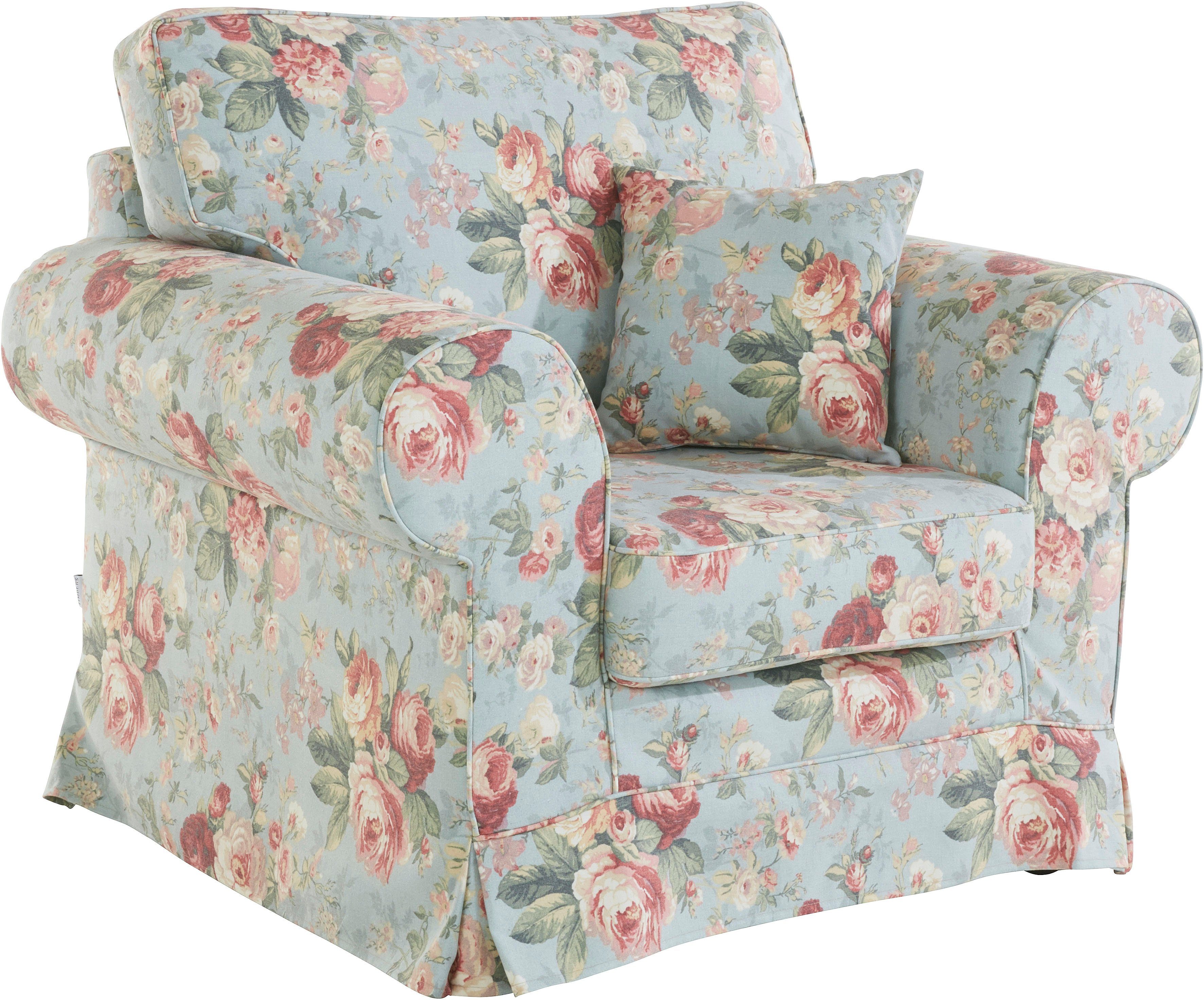 Home affaire Fauteuil Shadmoor Hoezen-look, in uni of met bloemenprint, passend bij de Shadmoor-serie