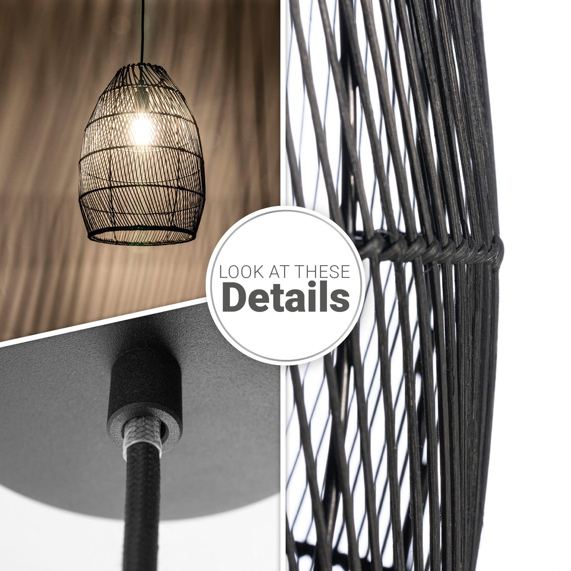 Paco Home Hanglamp VIHMA Rattan pendellamp mand eettafel lamp natuurlijk LED Boho rustiek E27