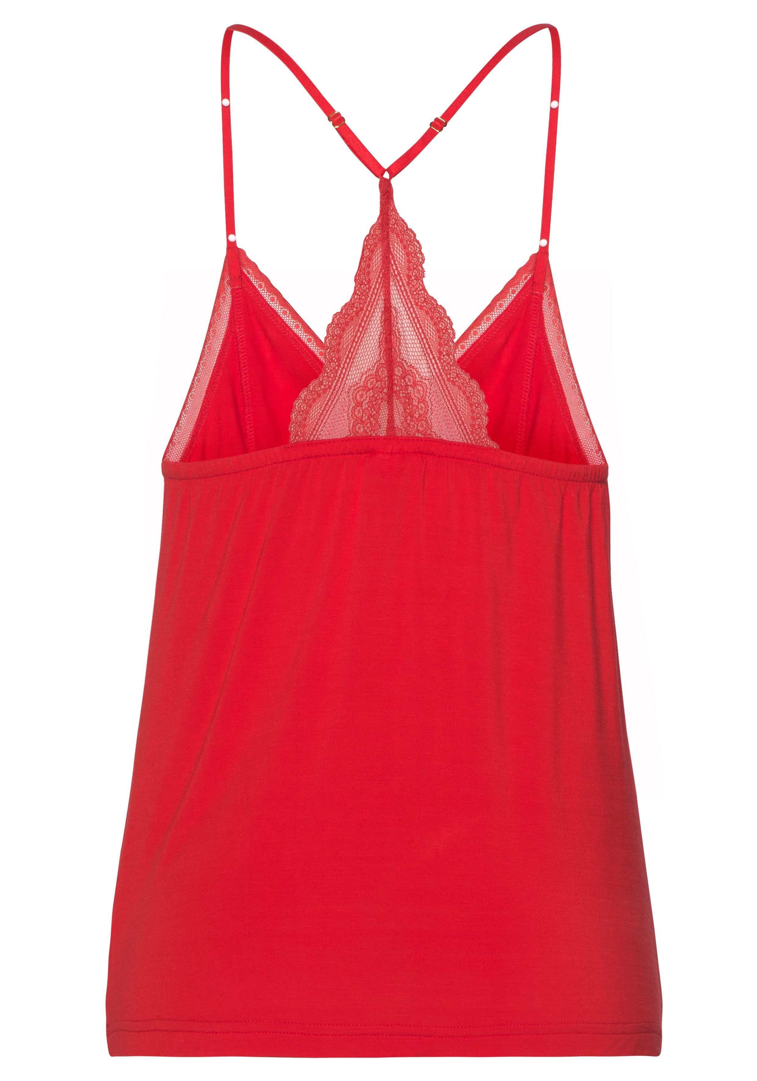 Lascana Pyjama top met kanten inzetten