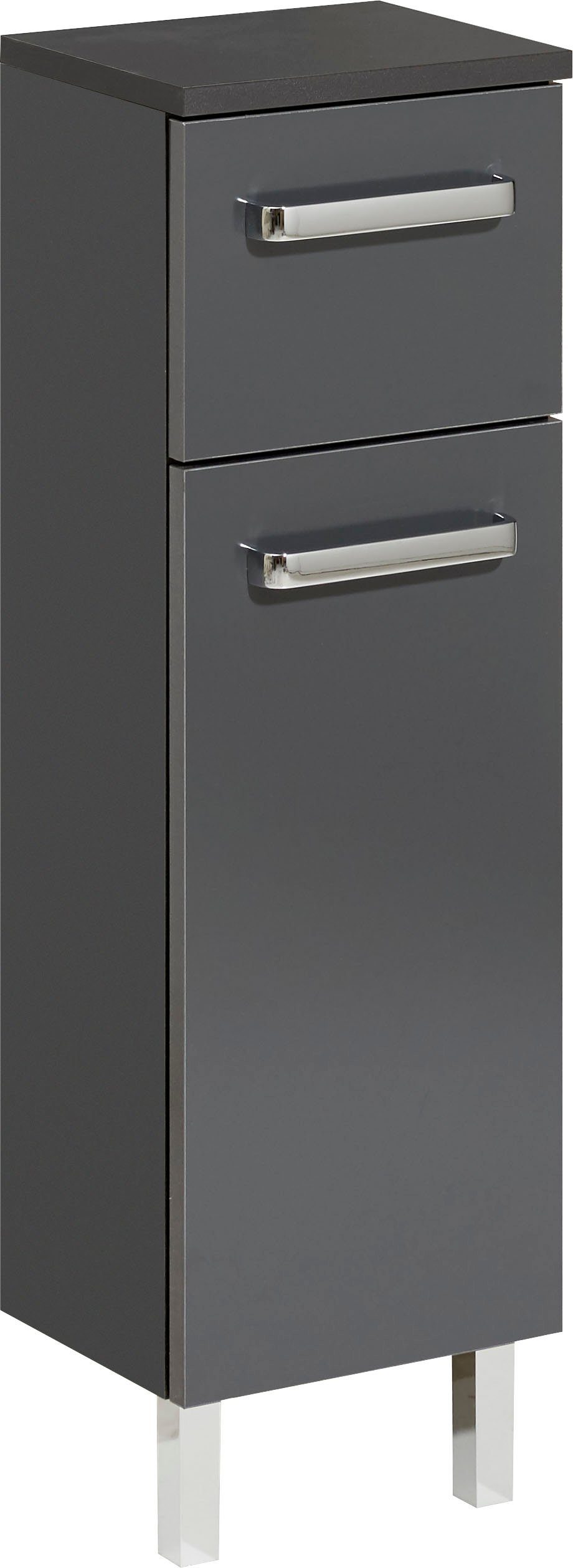 Saphir Onderkast Quickset badkamerkast met 1 deur, 1 lade, 25 cm breed Badkamer-onderkast inclusief deurdemper, grepen in glanzend chroom onderkasten