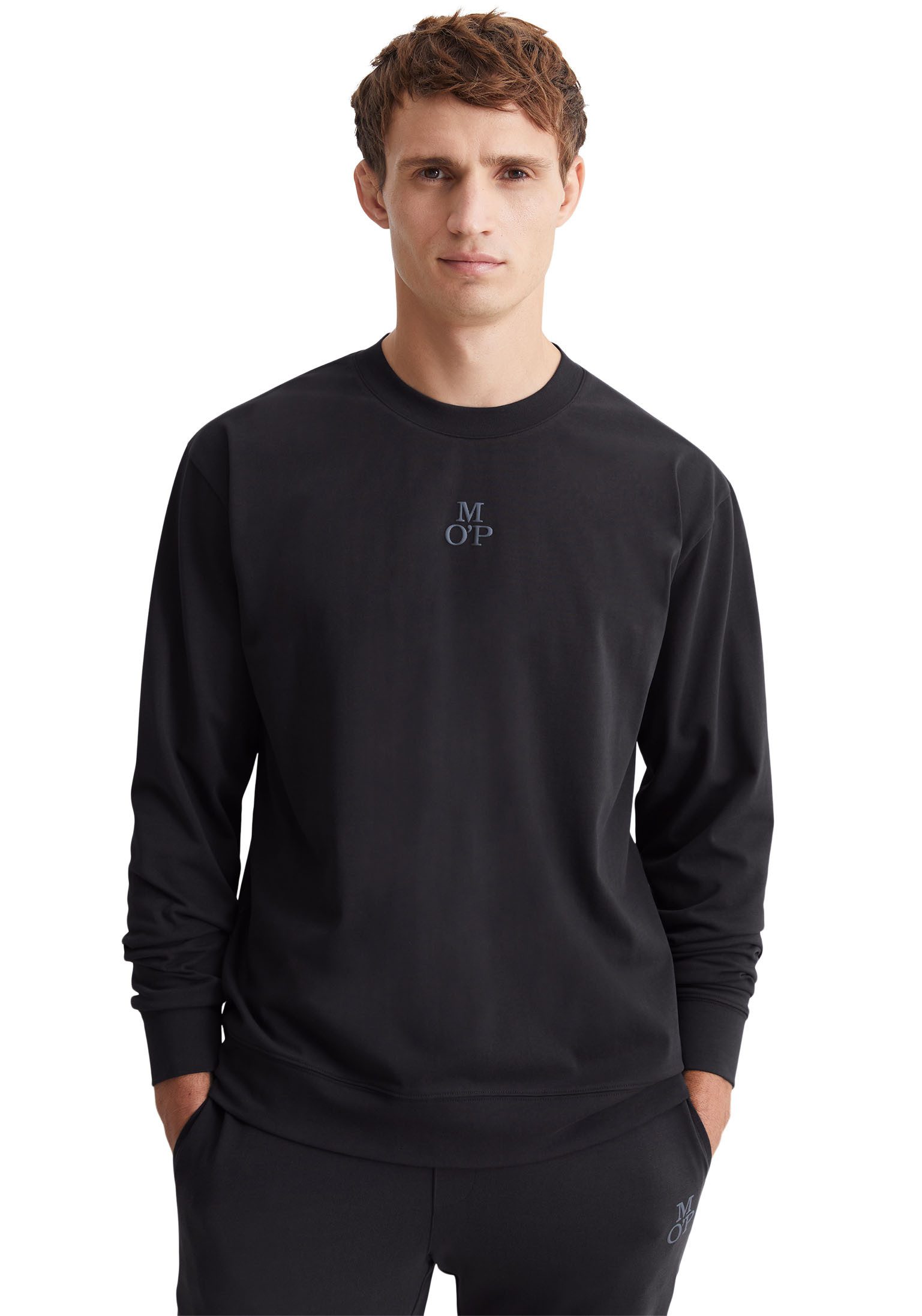 Marc O'Polo Longsleeve Heavy-jersey met zachte, elastische ronde hals heren longsleeves maat XXL blauw